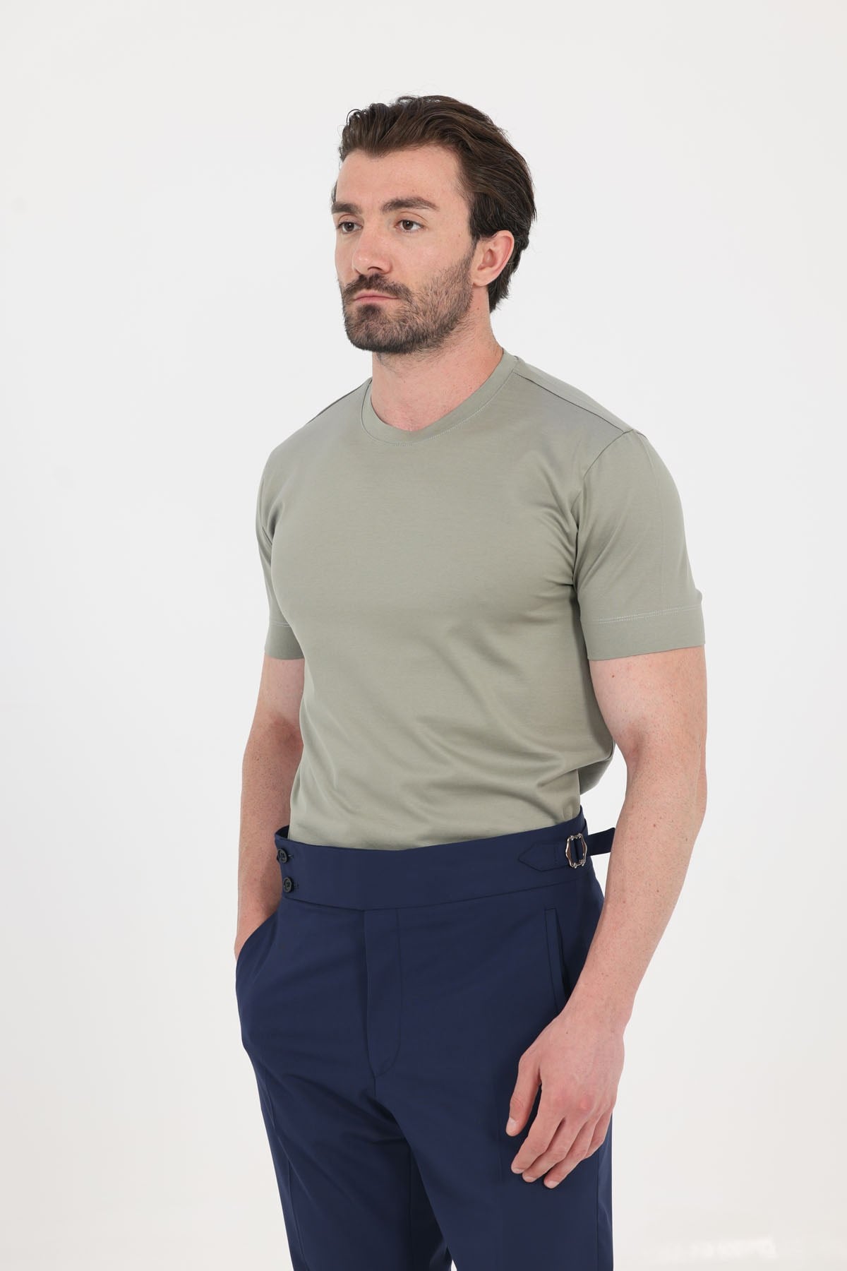 Çağla Yeşili %100 Pamuk Regular Fit Bisiklet Yaka Basic T-Shirt