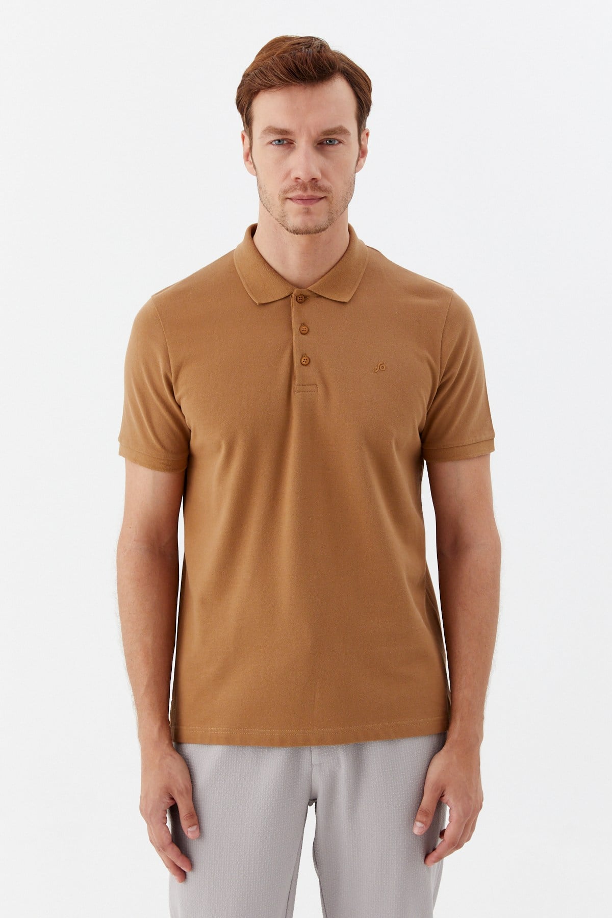 Cappuccino %100 Pamuk Regular Fit Klasik Polo Yaka T-Shirt