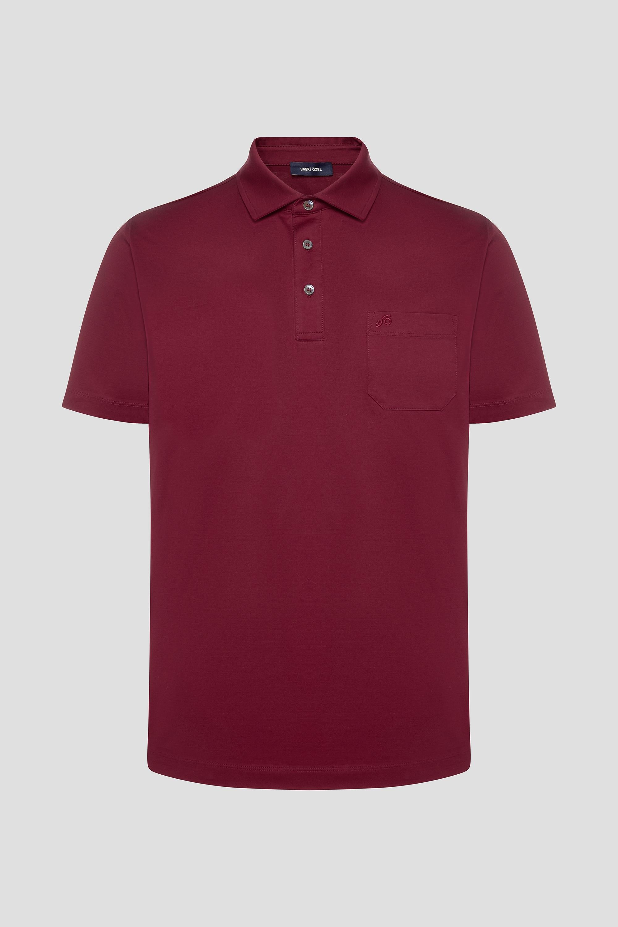 Cep Detaylı Düğmeli Polo Yaka Erkek T-Shirt Kırmızı