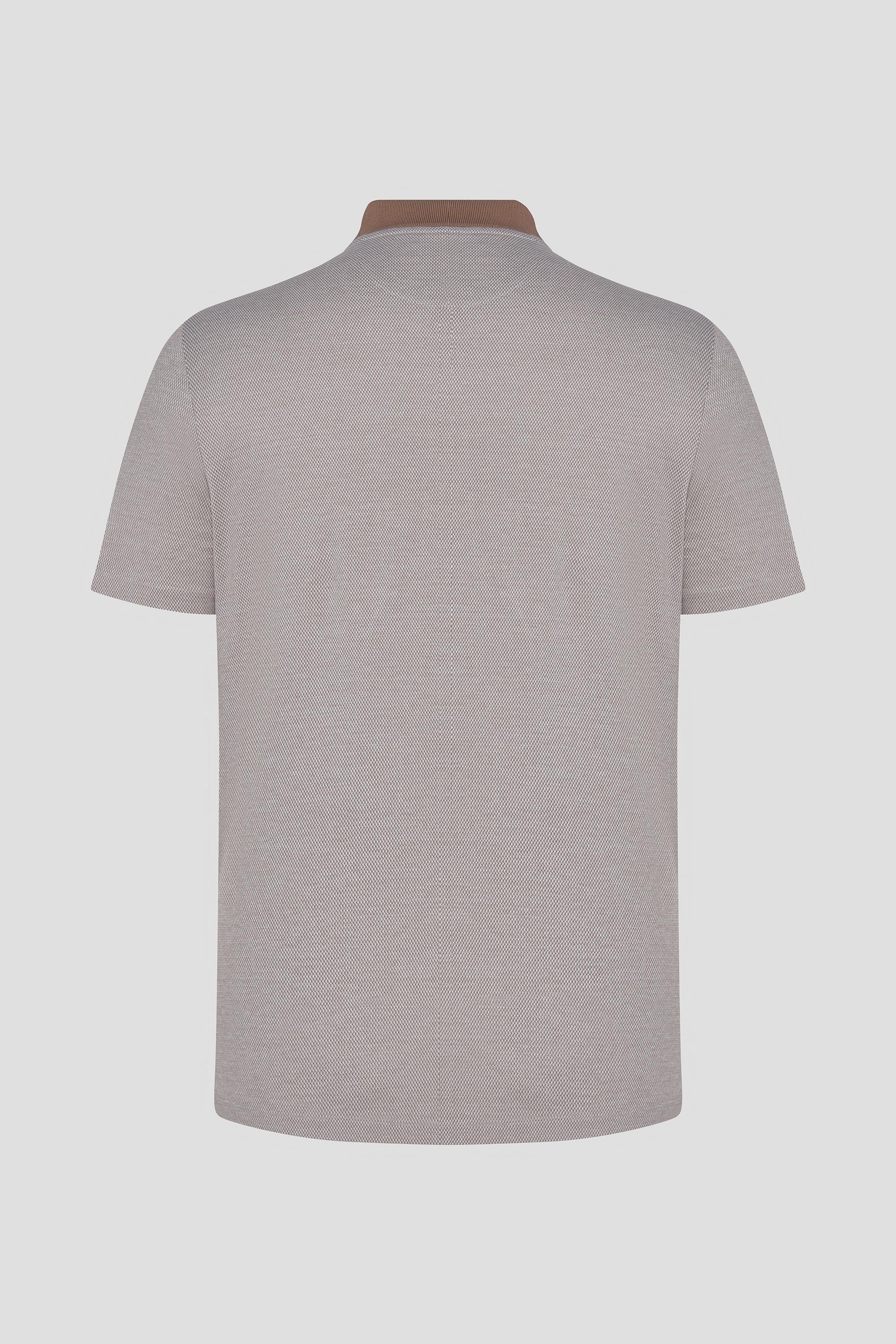 Kahve %100 Pamuk Regular Fit Jakar Desenli Cepli Polo Yaka T-Shirt