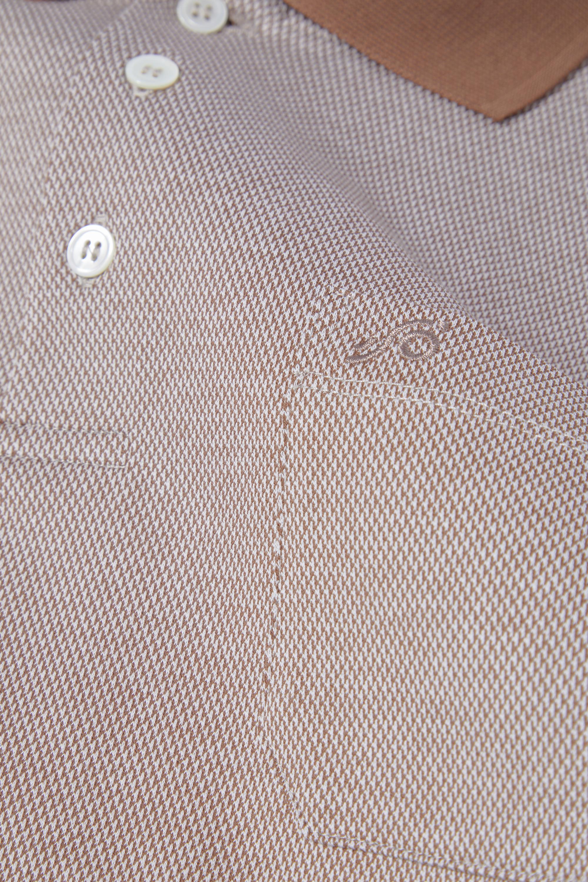Kahve %100 Pamuk Regular Fit Jakar Desenli Cepli Polo Yaka T-Shirt