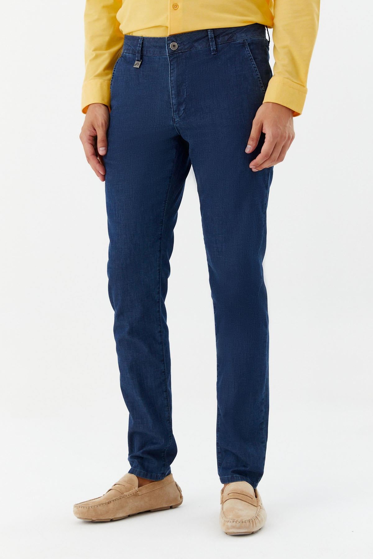 Chino Erkek Denim Mavi