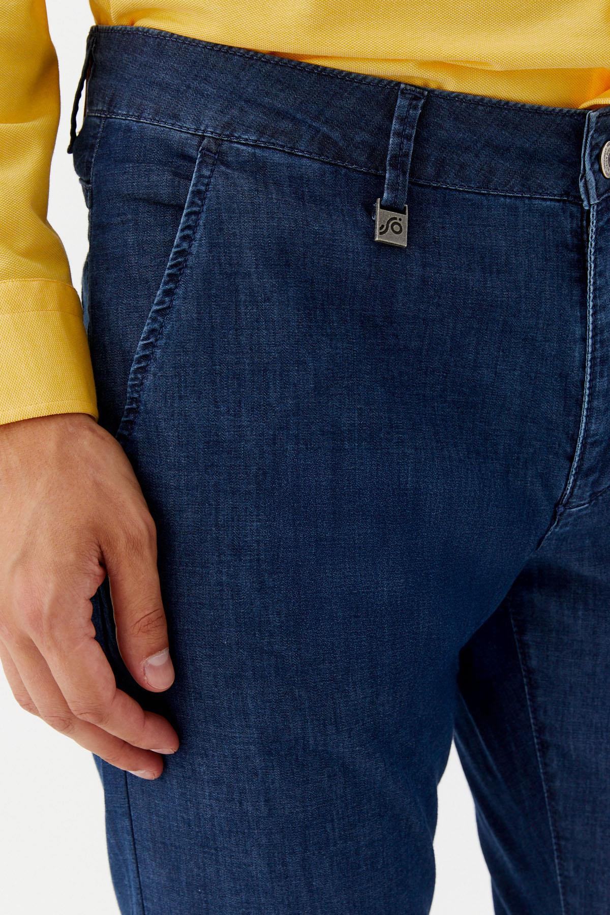 Chino Erkek Denim Mavi