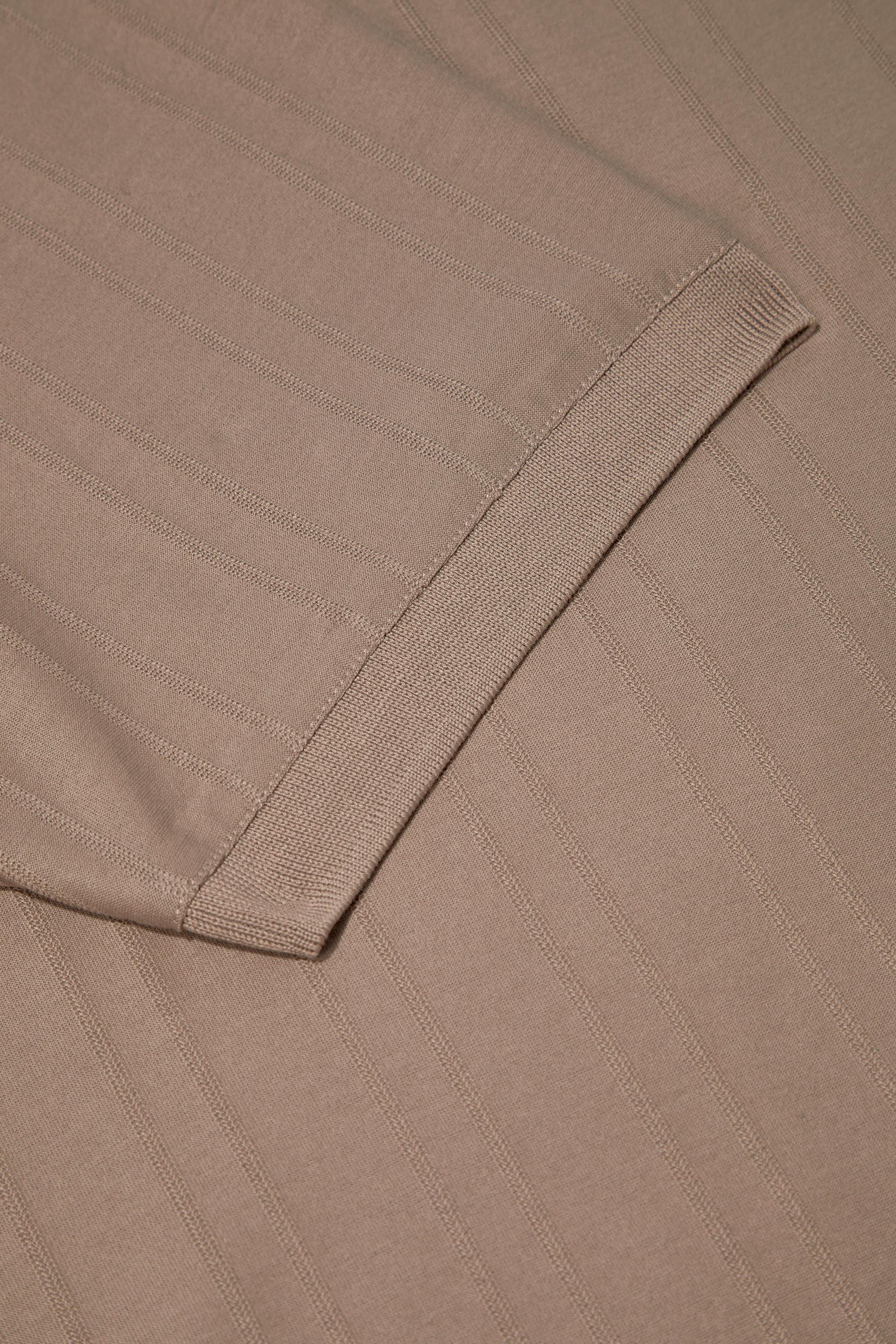 Bej %100 Pamuk Regular Fit Jakar Desenli Polo Yaka T-Shirt