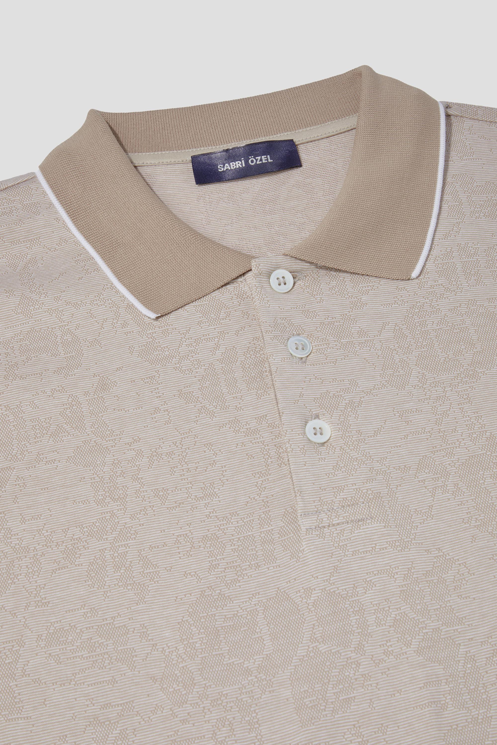 Kahve %100 Pamuk Regular Fit Desenli Polo Yaka T-Shirt