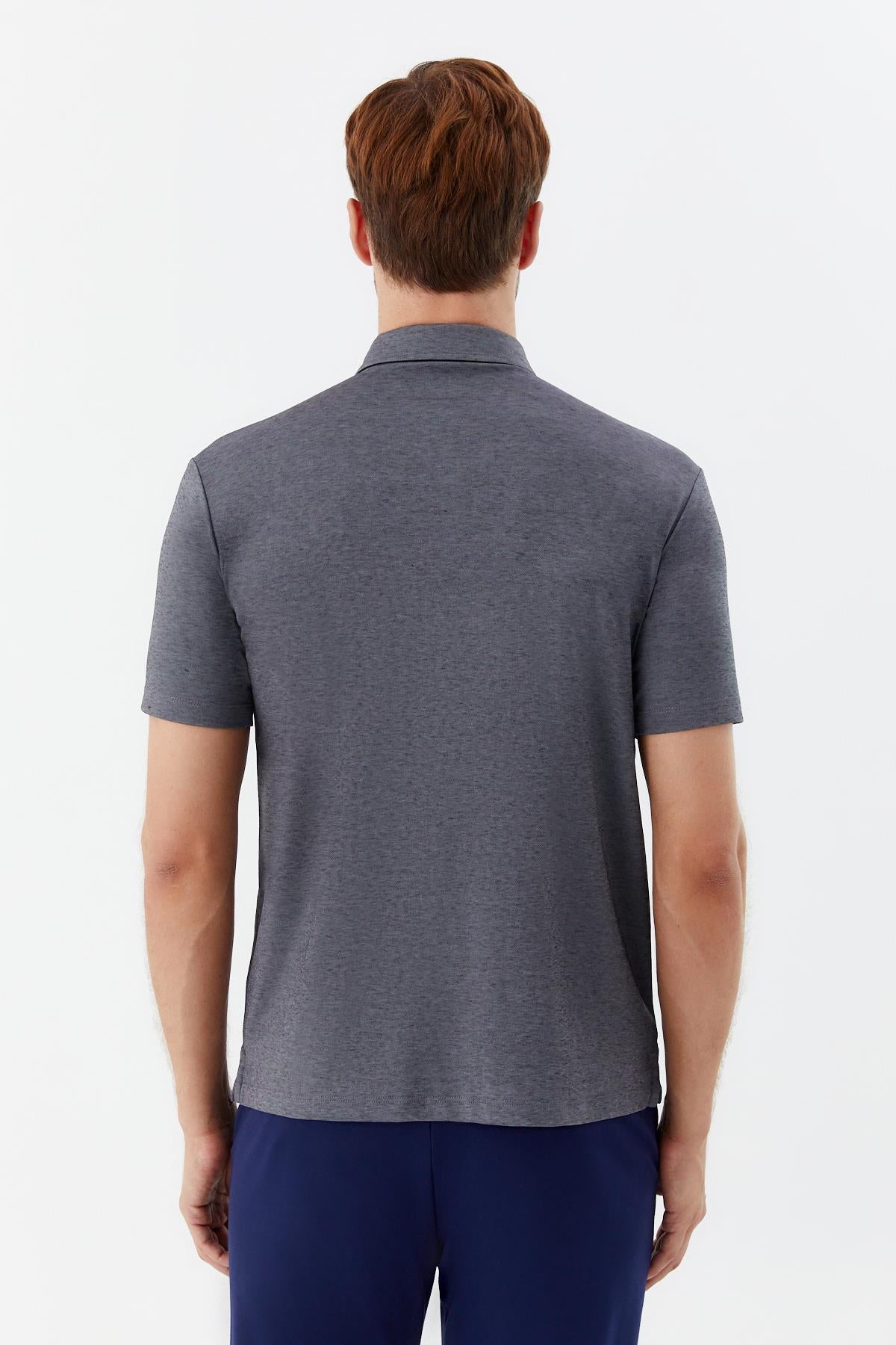 Gri Regular Fit Pamuklu Pike Polo Yaka T-Shirt