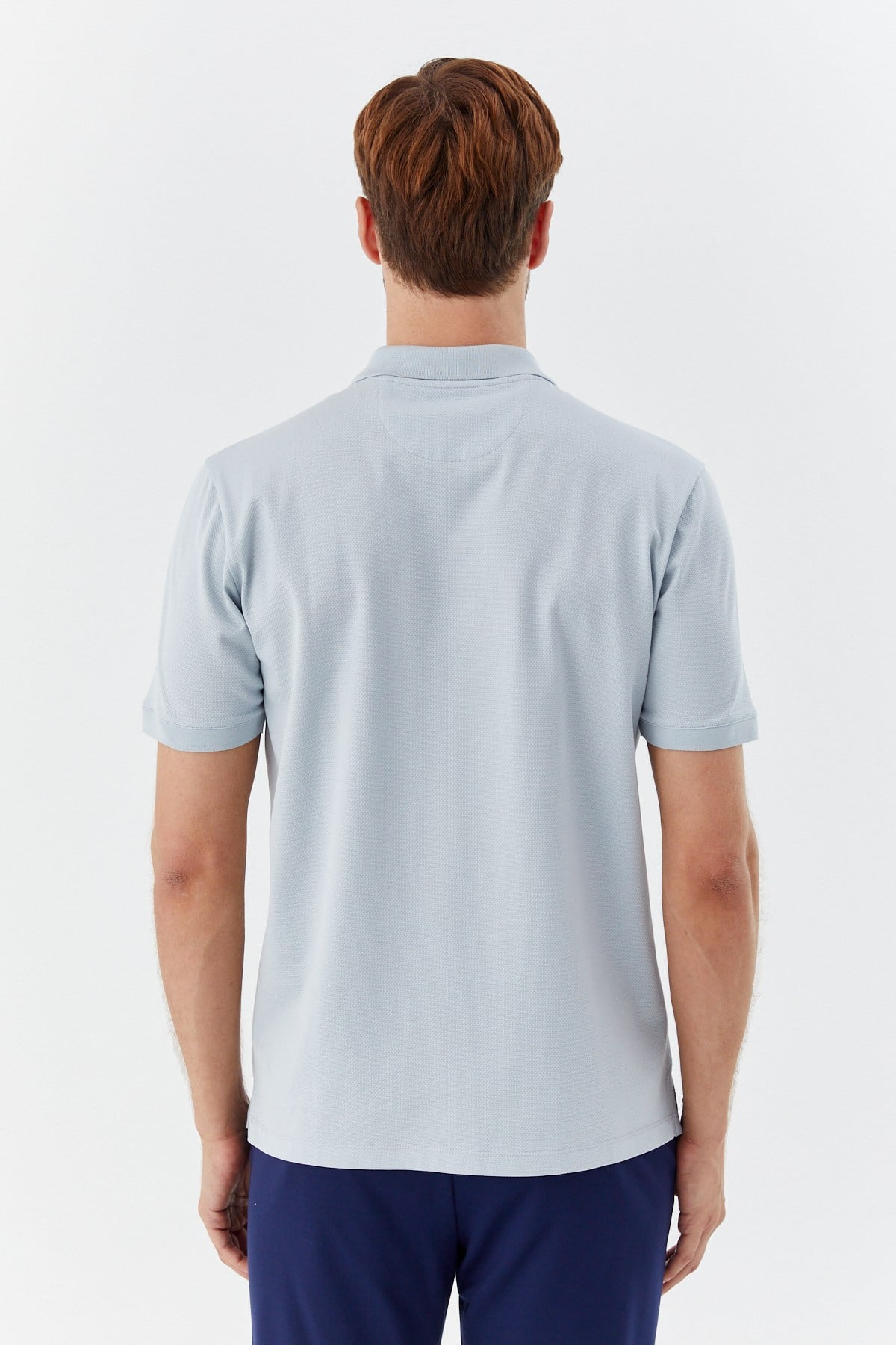 Açık Gri %100 Pamuk Dokuma Slim Fit Polo Yaka T-Shirt