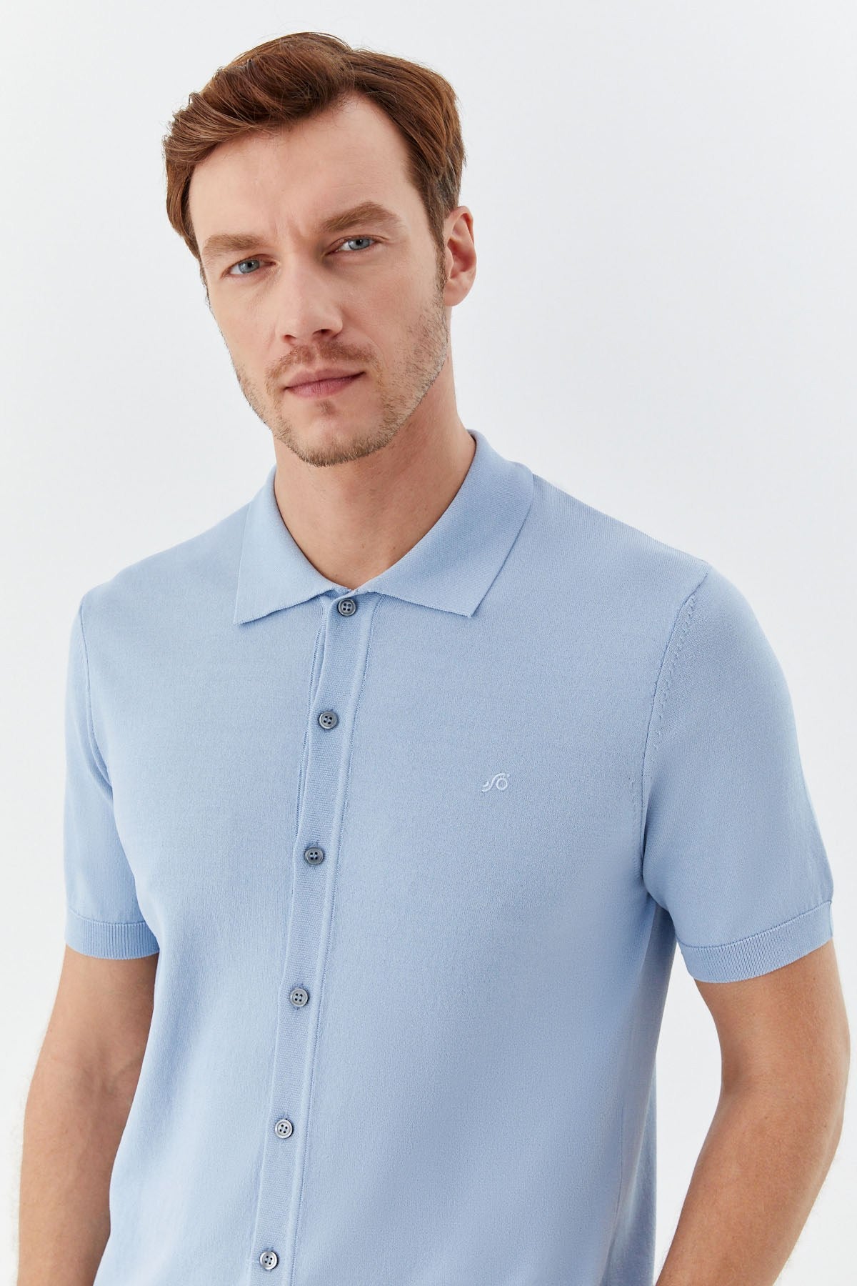 Açık Mavi Reglan Triko Polo Yaka Gömlek