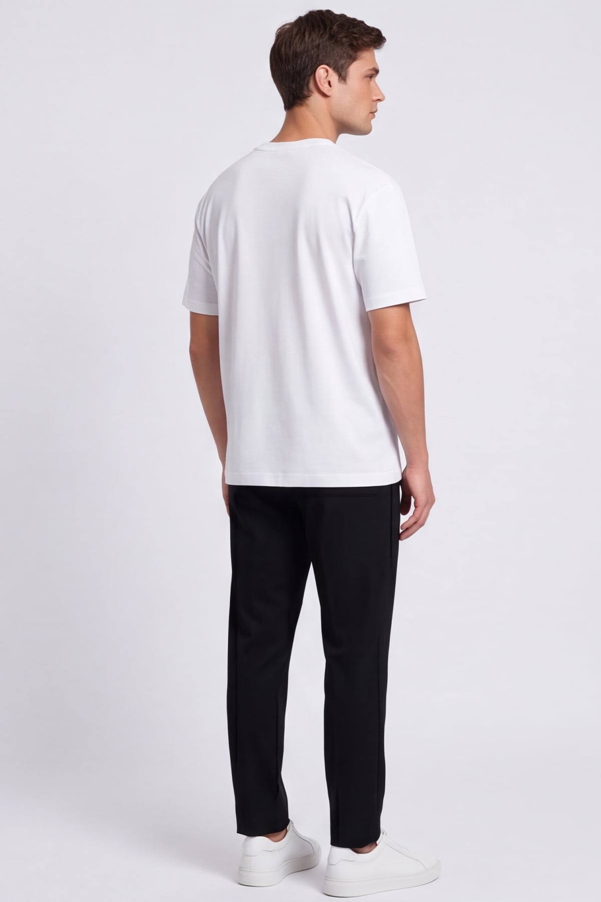 Erkek Beyaz Normal Kesim Regular Fit %100 Pamuk Bisiklet Yaka Basic Tişört