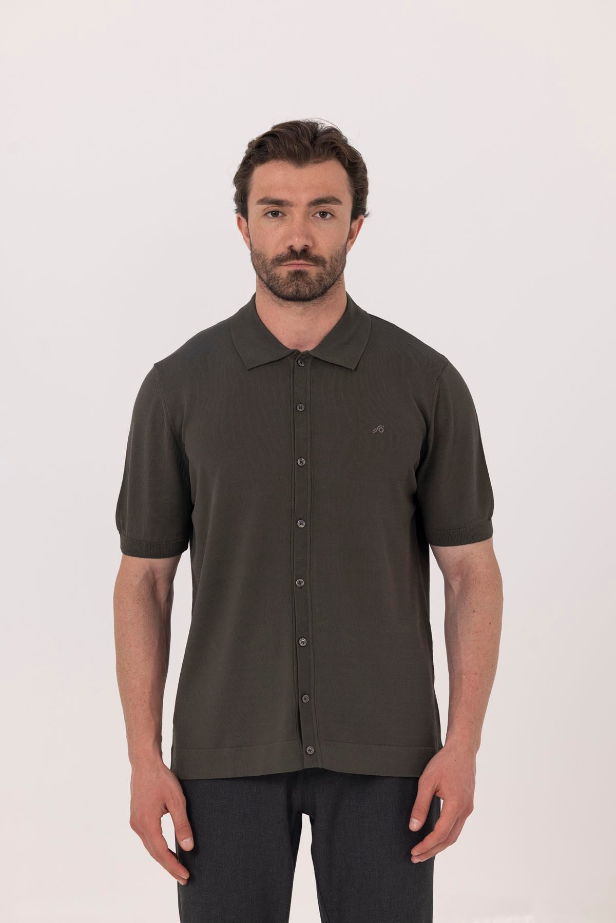 Haki Reglan Triko Polo Yaka Gömlek