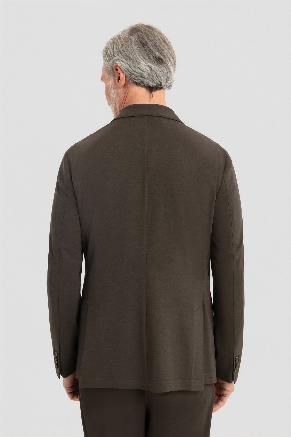 Koyu Haki Slim Fit 6 Drop Mono Yaka Modal Kumaş Lastikli Bel Astarsız Takım Elbise