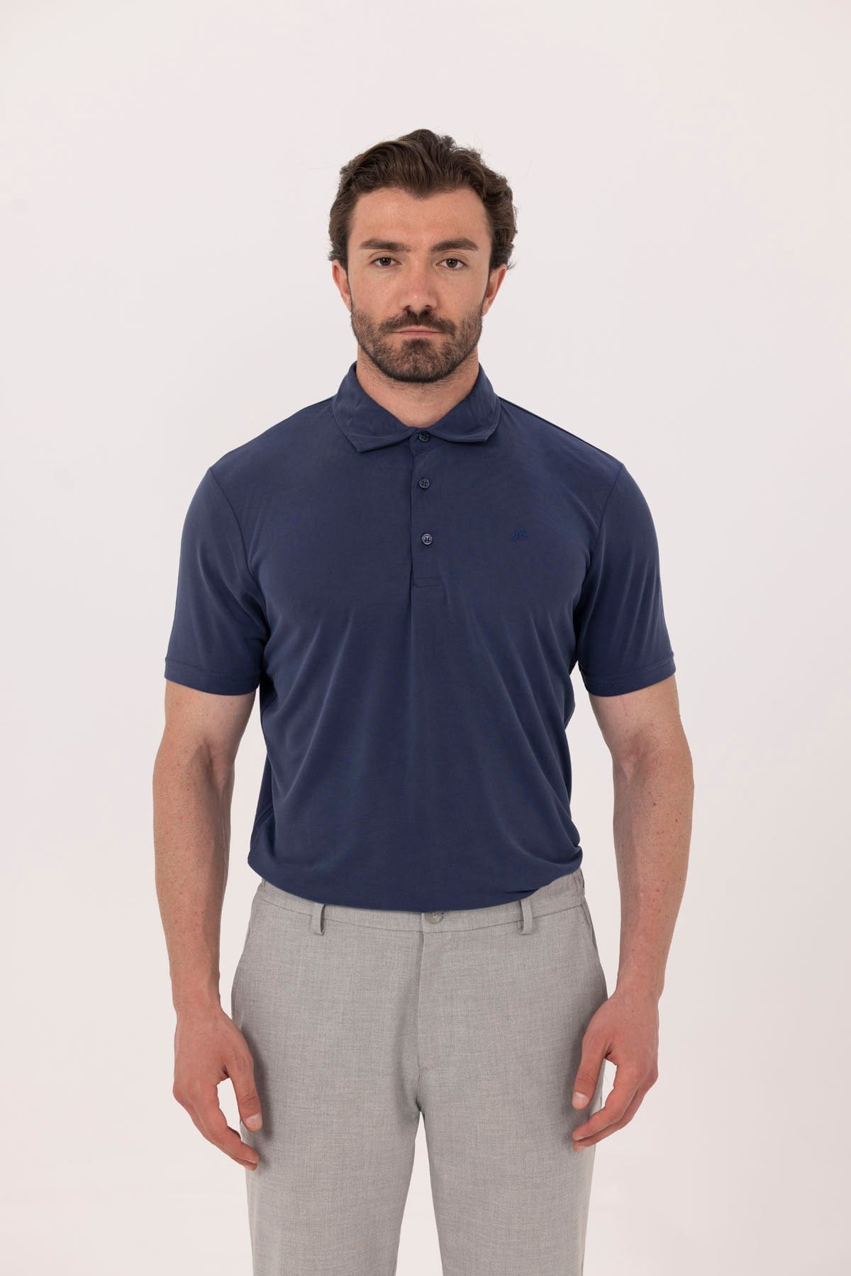 Lacivert Modal Polo Yaka T-Shırt