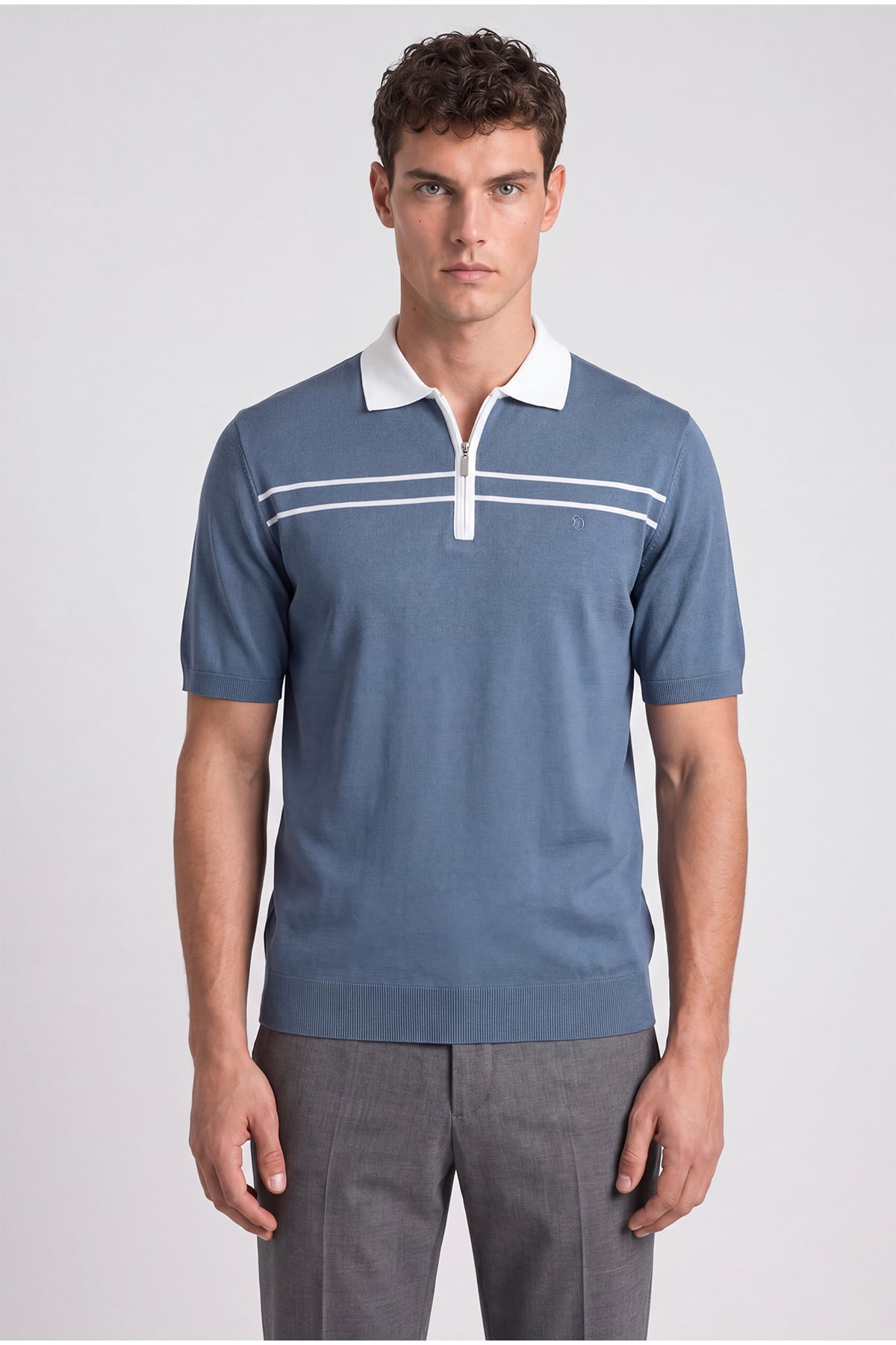 Mavi Regular Fit Fermuarlı Polo Yaka Örme Triko T-Shirt