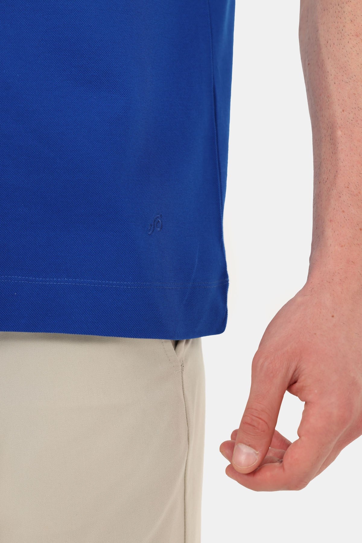 Saks Mavi %100 Pamuk Regular Fit Dokuma Bisiklet Yaka Basic T-Shirt