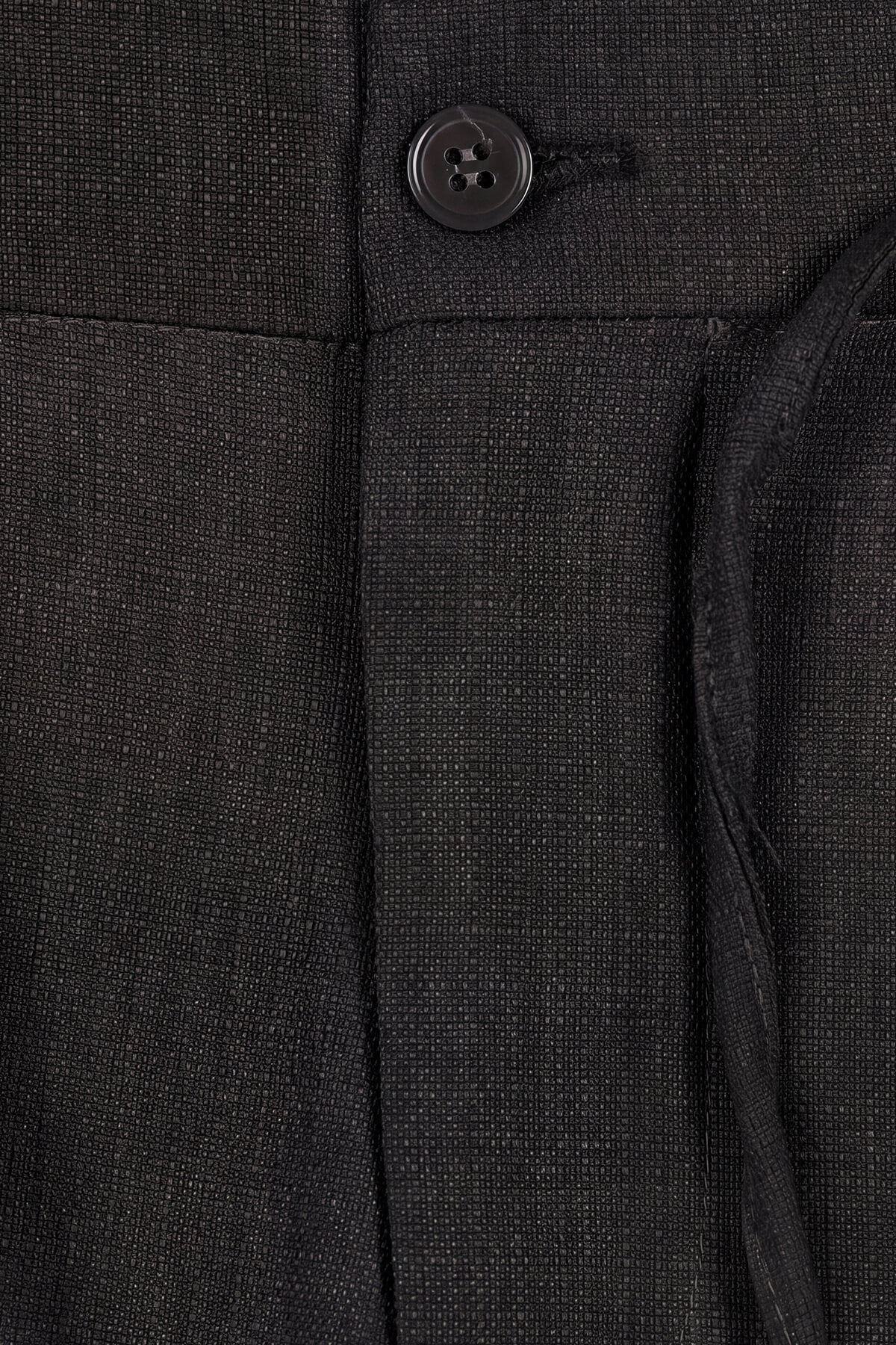 Erkek Siyah Normal Kesim Regular Fit Viskon Bel Lastikli Düz Paça Pantolon