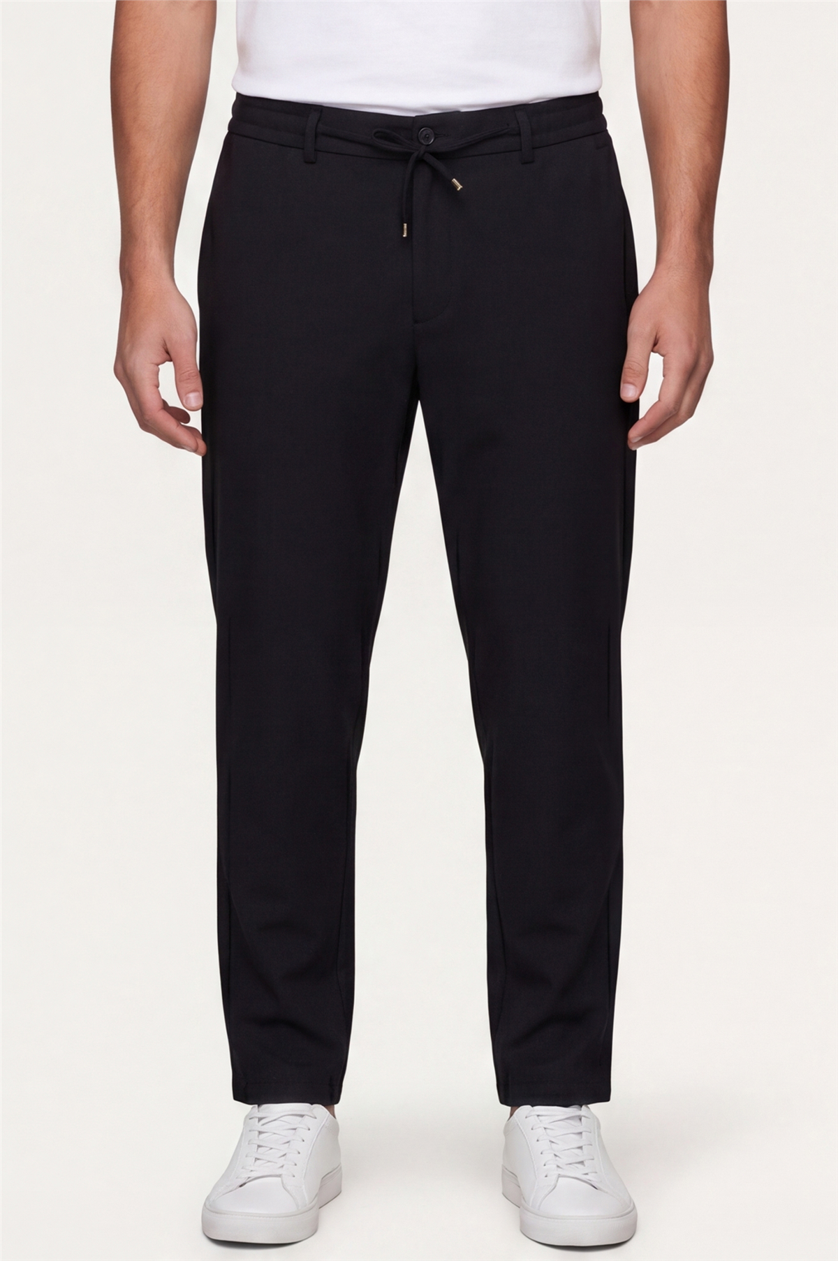 Erkek Siyah Normal Kesim Regular Fit Pamuklu Armürlü Bel Lastikli Jogger Pantolon