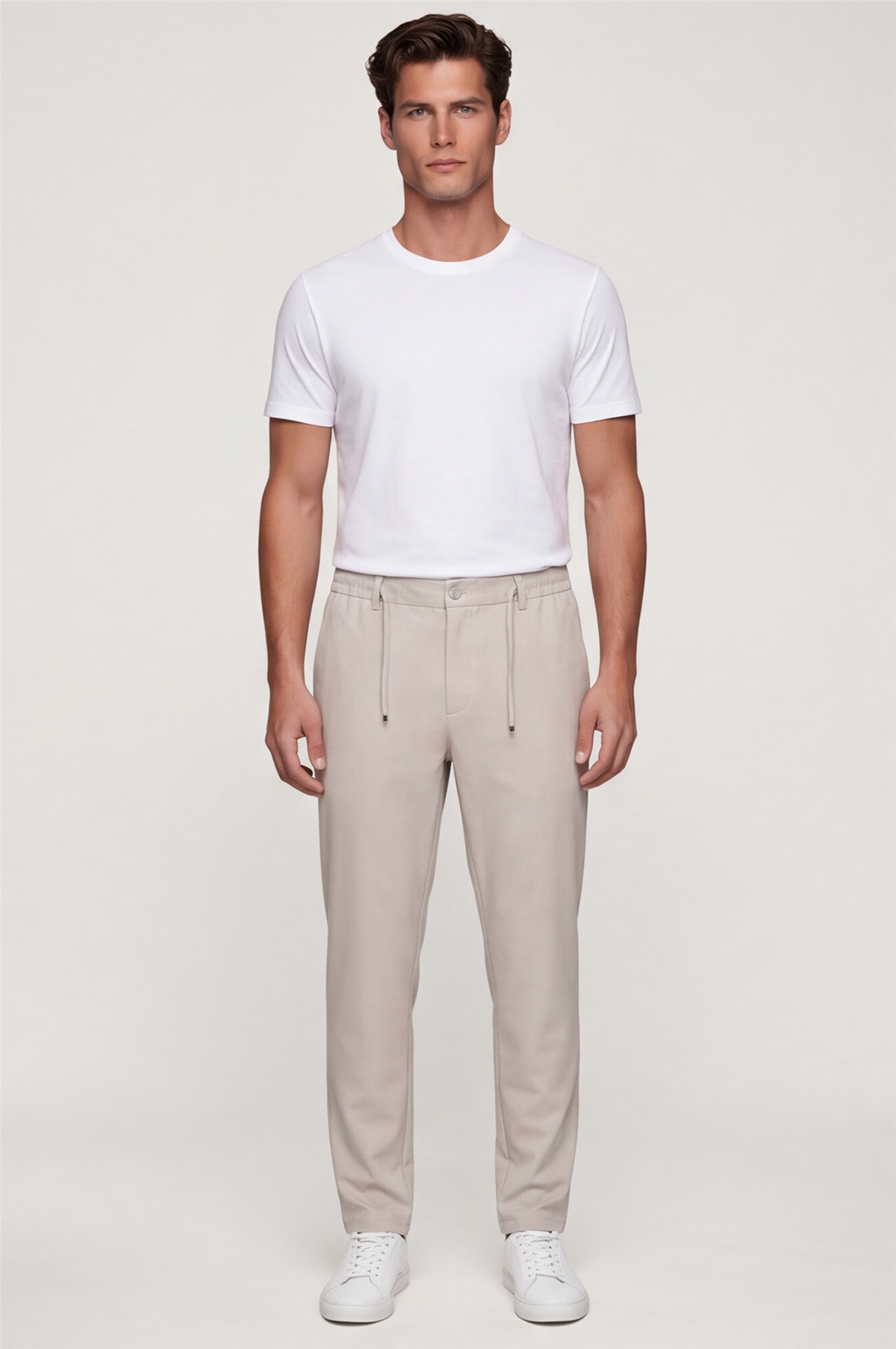 Erkek Taş Normal Kesim Regular Fit Pamuklu Armürlü Bel Lastikli Jogger Pantolon