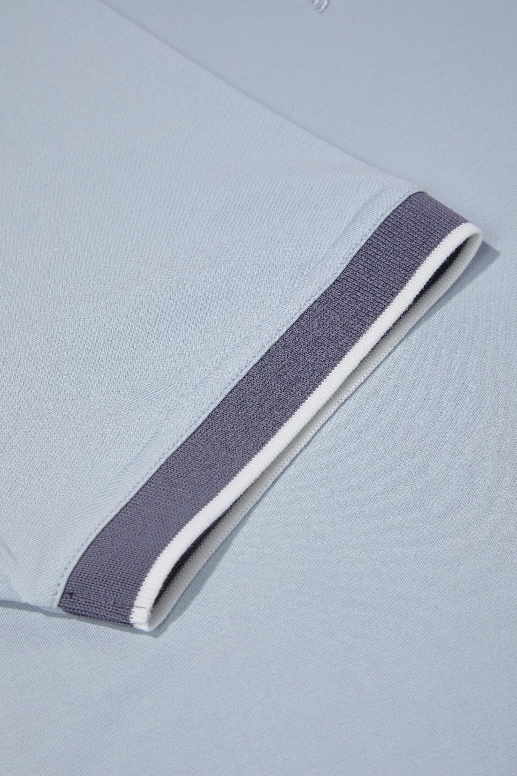 Açık Gri %100 Pamuk Regular Fit Gizli Fermuarlı Polo Yaka T-Shirt