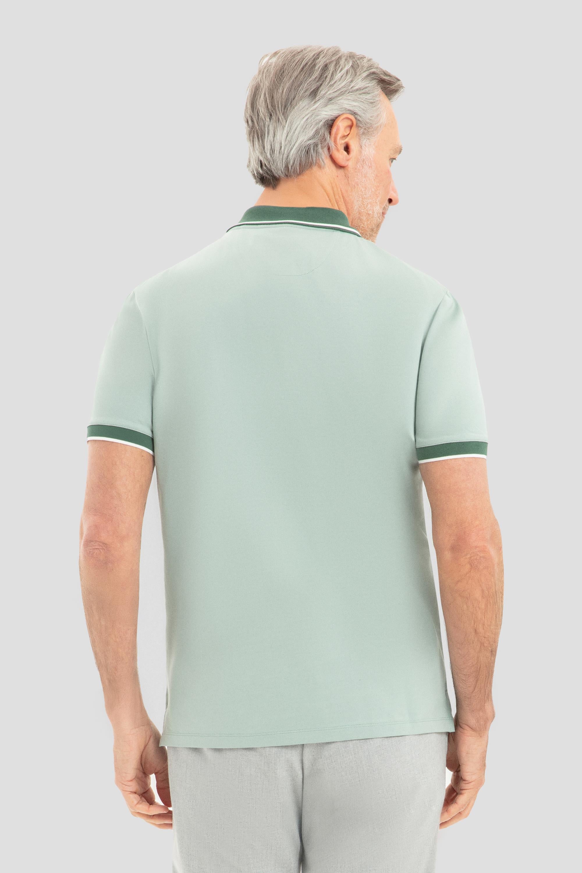 Açık Yeşil %100 Pamuk Regular Fit Gizli Fermuarlı Polo Yaka T-Shirt