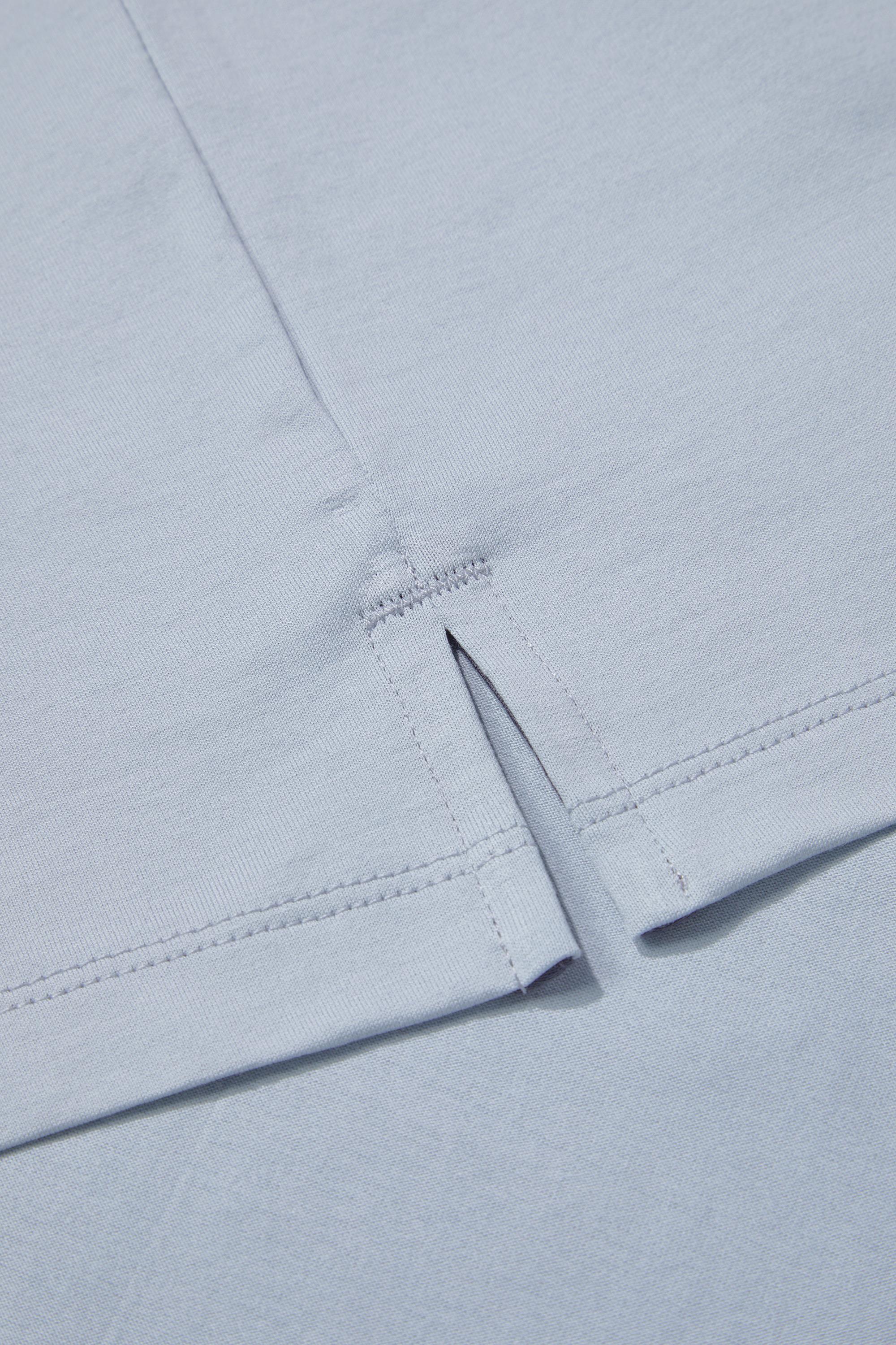 Açık Gri %100 Pamuk Regular Fit Gizli Fermuarlı Polo Yaka T-Shirt