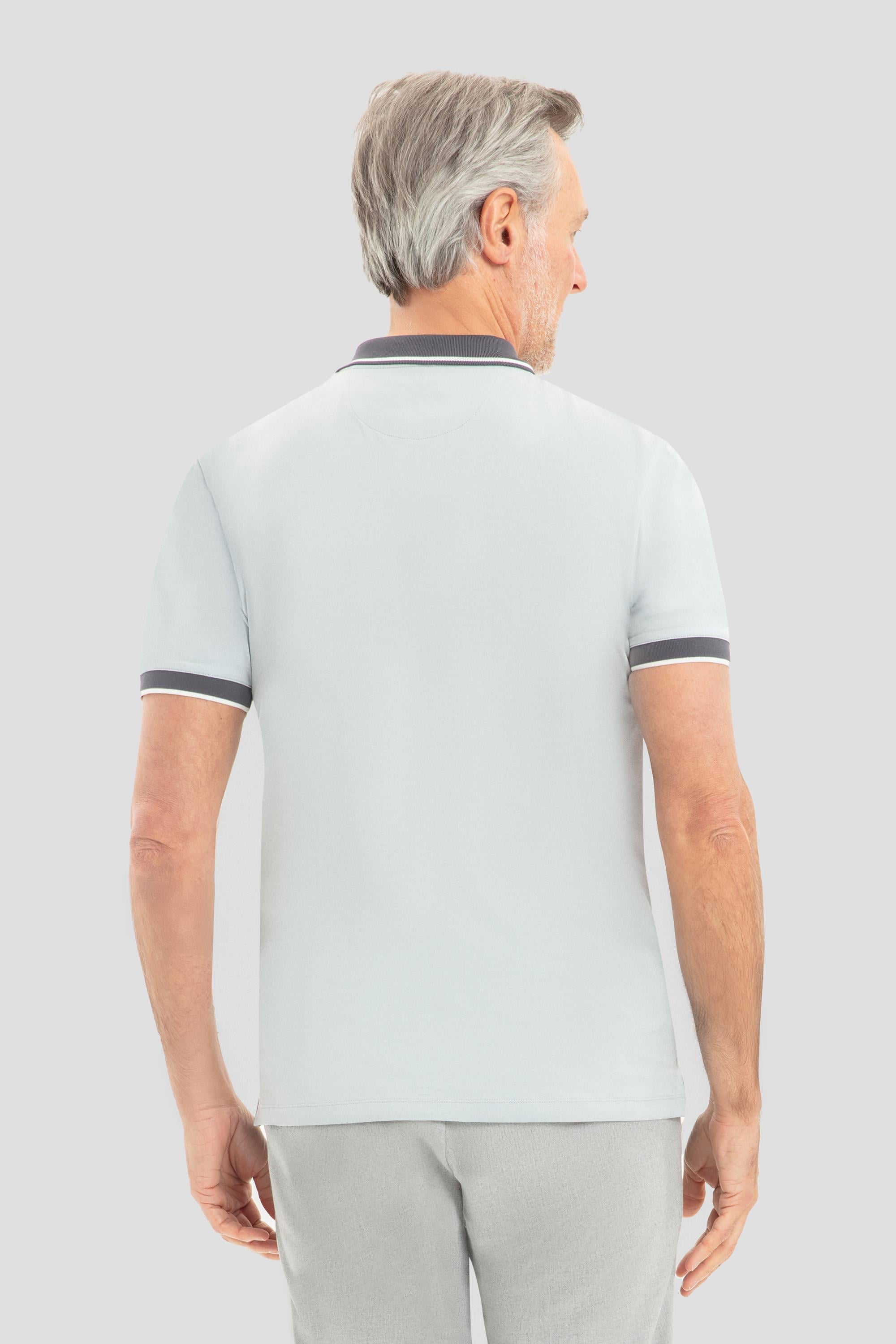 Fermuarlı Polo Yaka Erkek T-Shirt Açık Gri