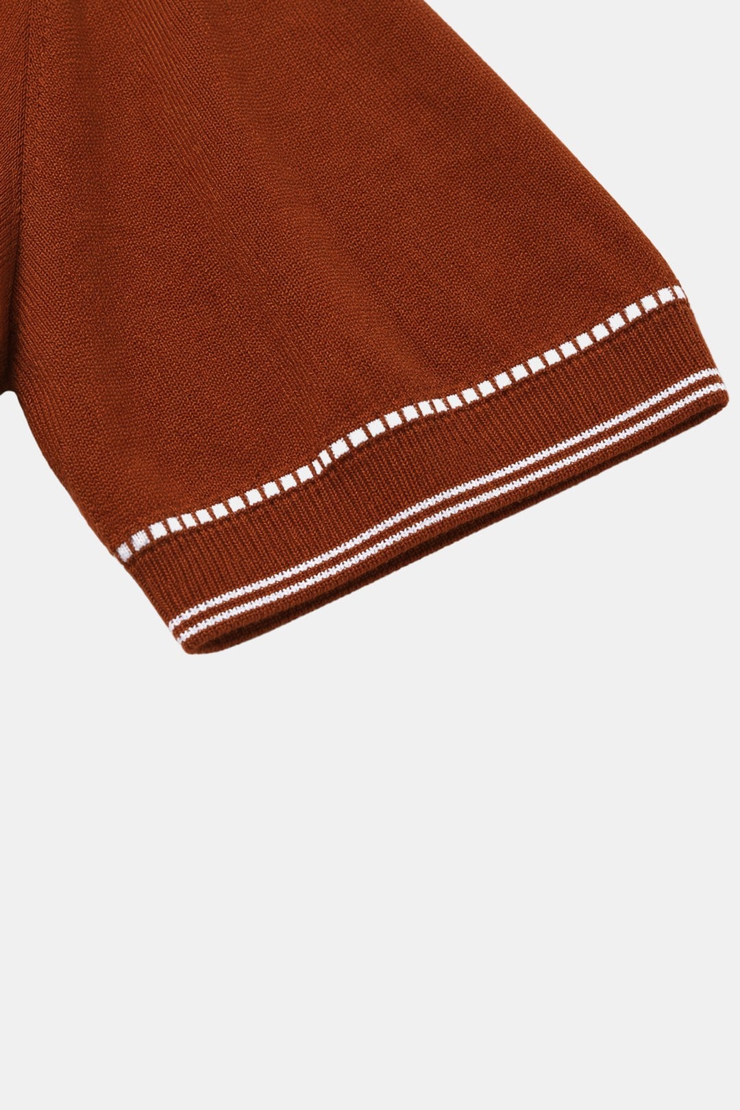 Fermuarlı Polo Yaka Triko T-Shirt Zencefil