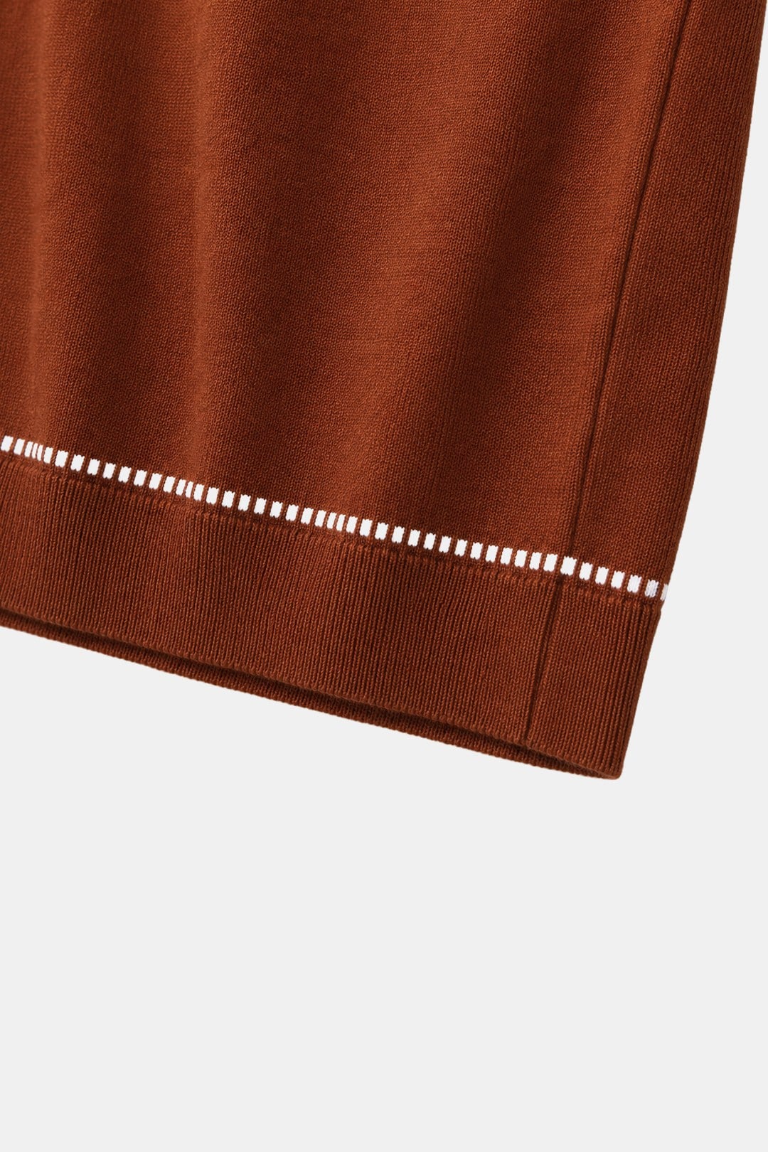 Fermuarlı Polo Yaka Triko T-Shirt Zencefil
