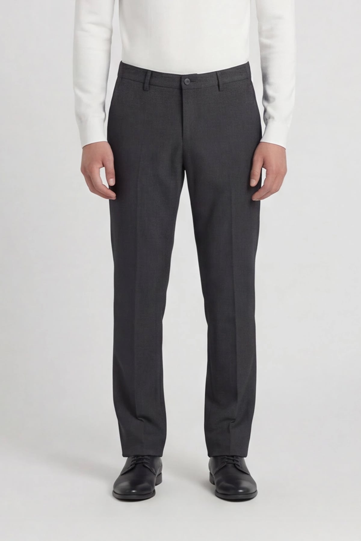 Giotelli Erkek Antrasit Dar Kesim Slim Fit Pamuklu Yan Cep Normal Bel Chino Pantolon