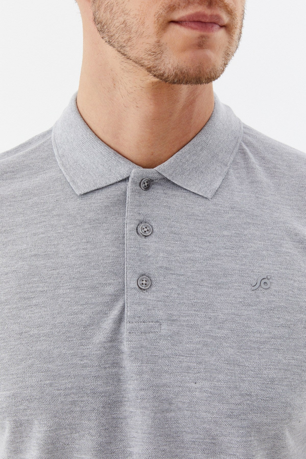 Gri Melanj %100 Pamuk Regular Fit Klasik Polo Yaka T-Shirt