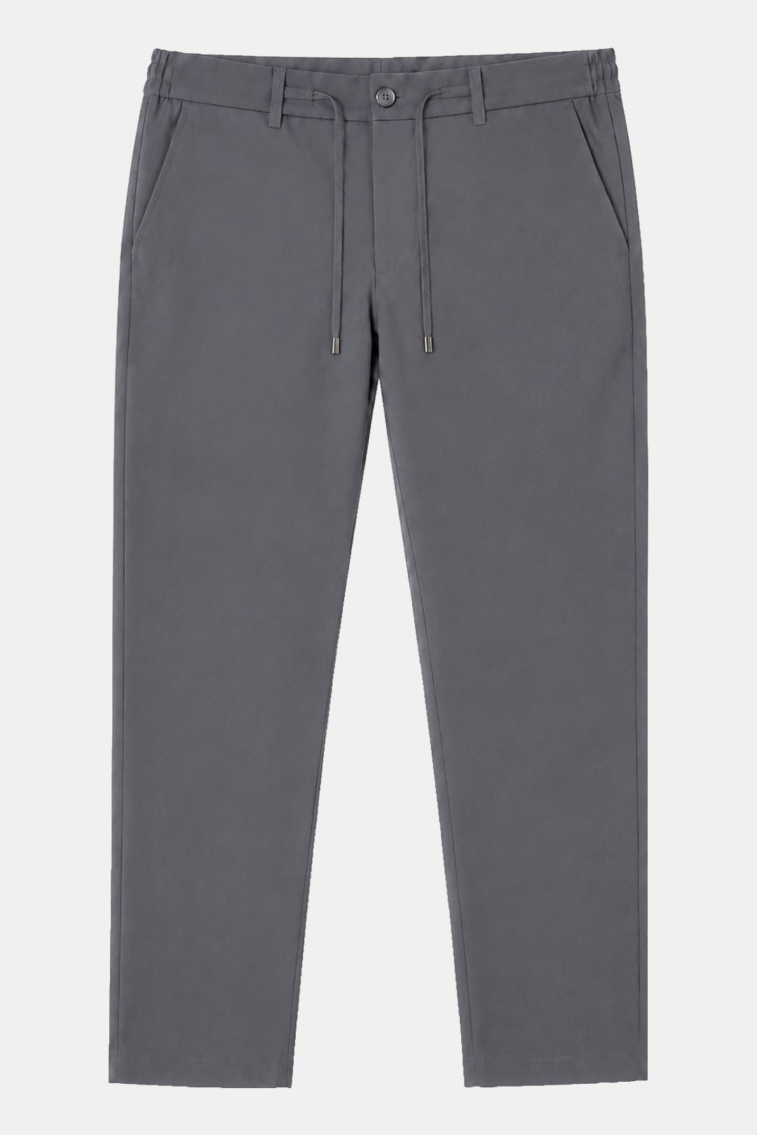 Gri Slim Fit Bel Bağcıklı Paraşüt Pantolon