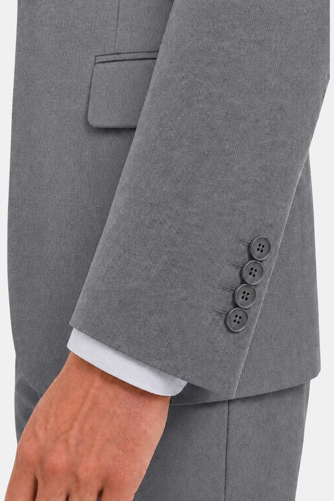 Gri Gabardin Bez Ayağı Mono Yaka Klasik Takım Elbise