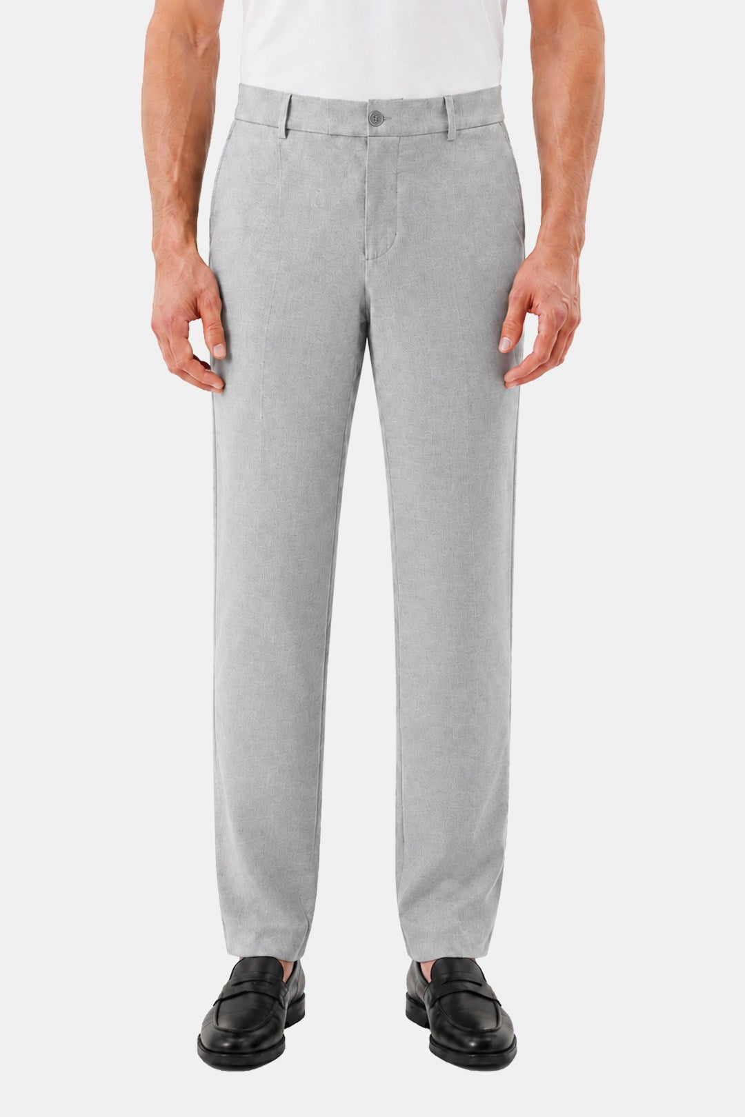 Gri Yanı Lastikli Köprülü Kemerli Slim Fit Jogger Pantolon