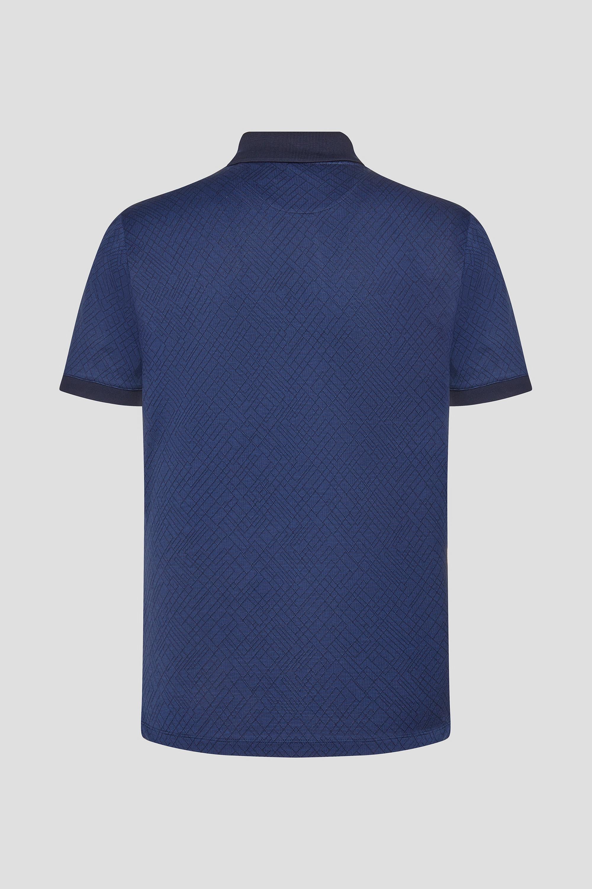 Lacivert %100 Yün Regular Fit Jakar Desenli Polo Yaka T-Shirt