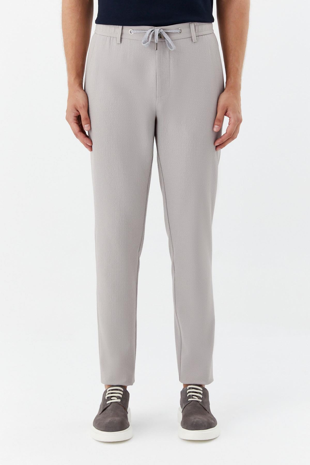 Gri Regular Fit Yan Cep Lastikli Bel Klasik Paça Jogger Pantolon