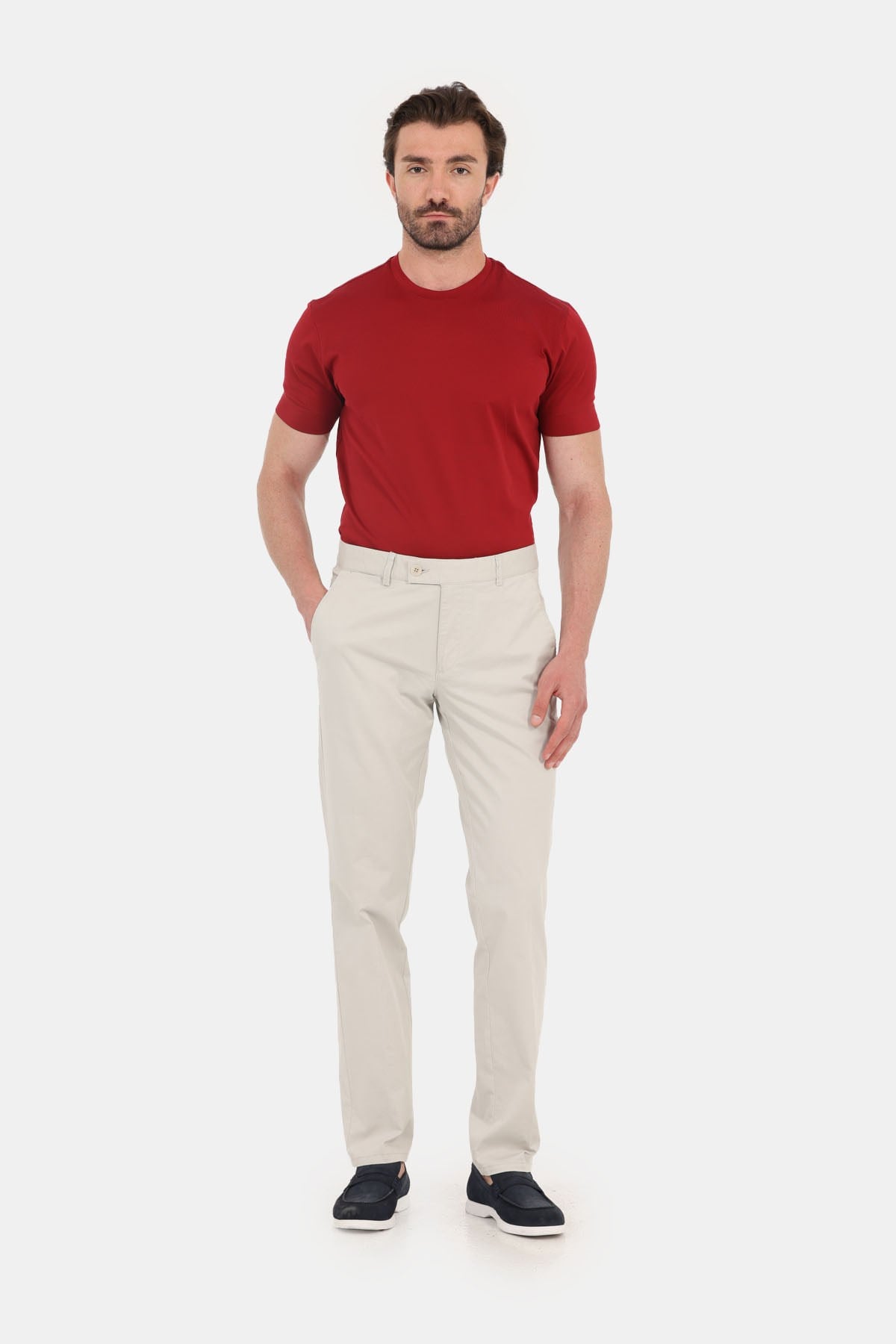 Kırmızı %100 Pamuk Regular Fit Bisiklet Yaka Basic T-Shirt