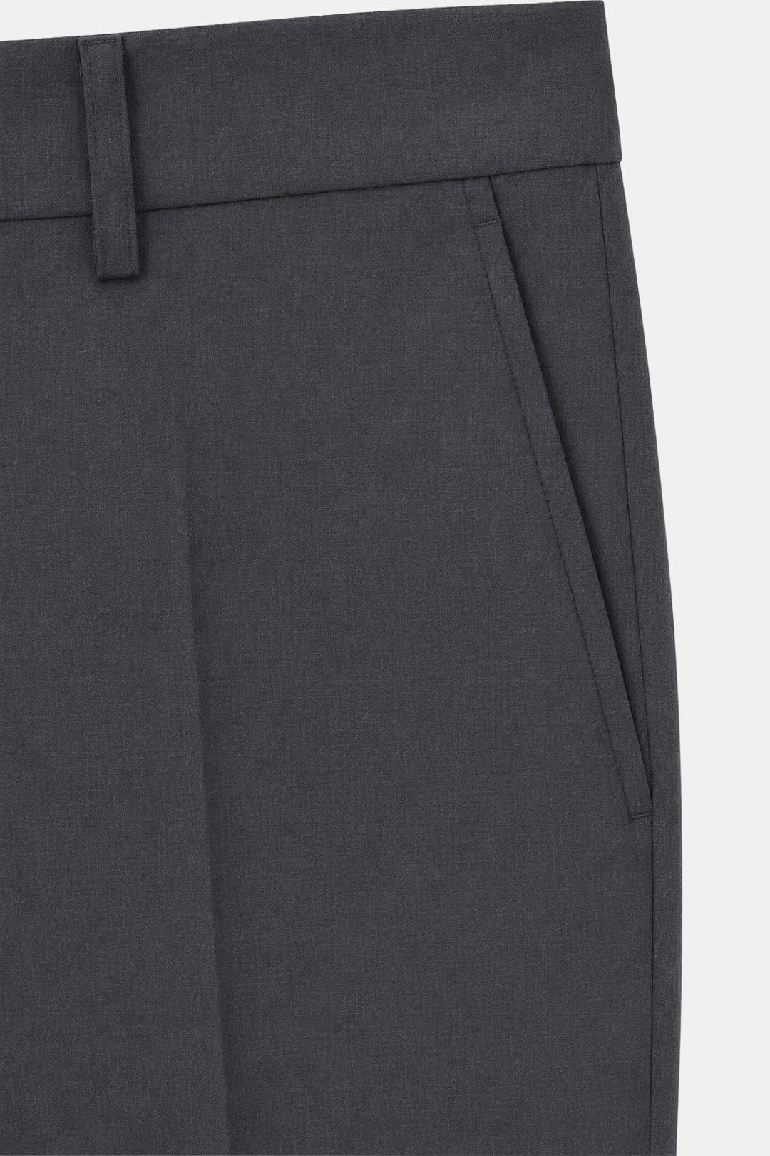 Koyu Gri Slim Fit Düz Paça 6 Drop Mono Yaka Klasik Takım Elbise