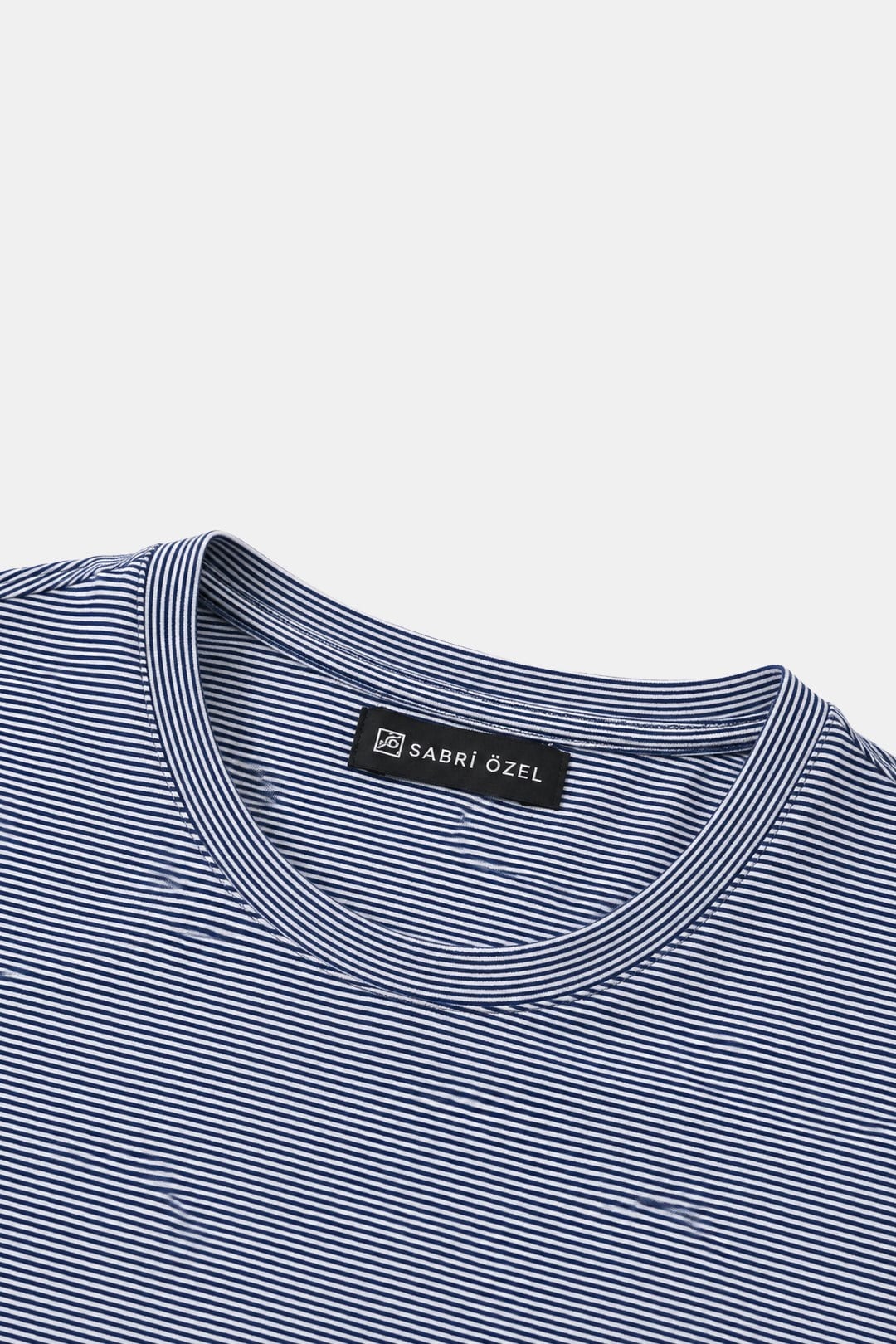 Lacivert-Beyaz %100 Pamuk Regular Fit Bisiklet Yaka Basic T-Shirt