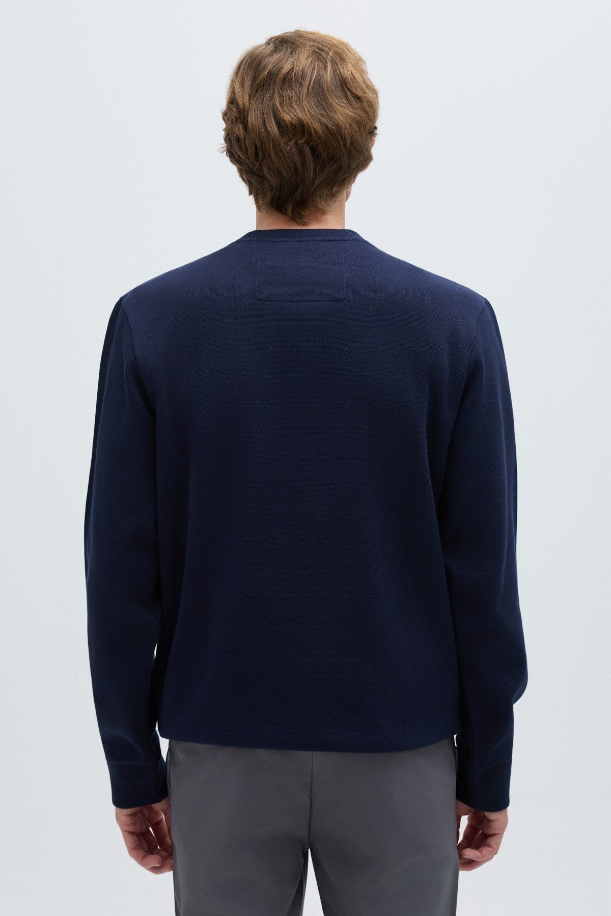 Lacivert Pamuklu Bisiklet Yaka Sweatshirt