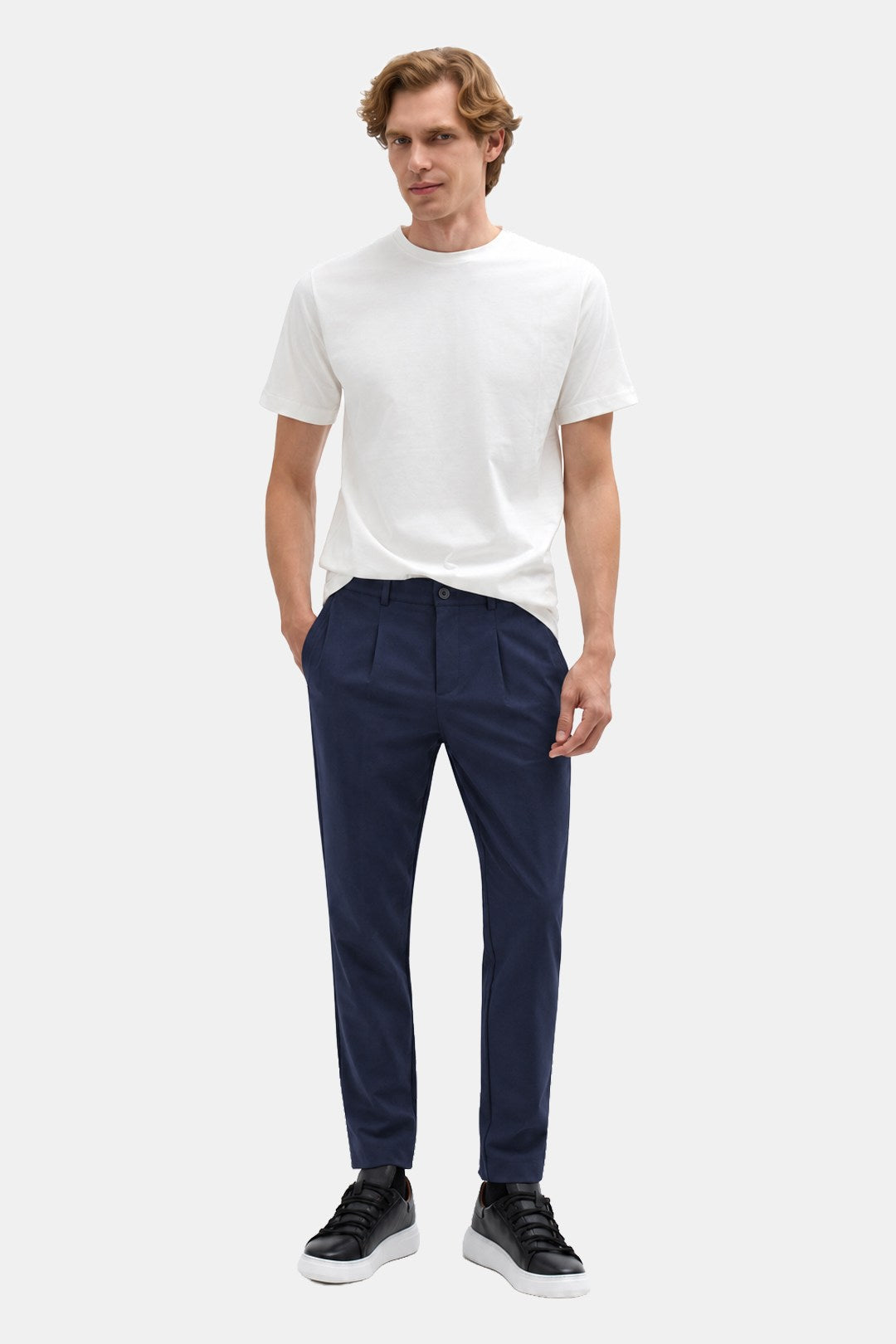Lacivert Regular Fit Standart Kesim Beli Lastikli Pantolon