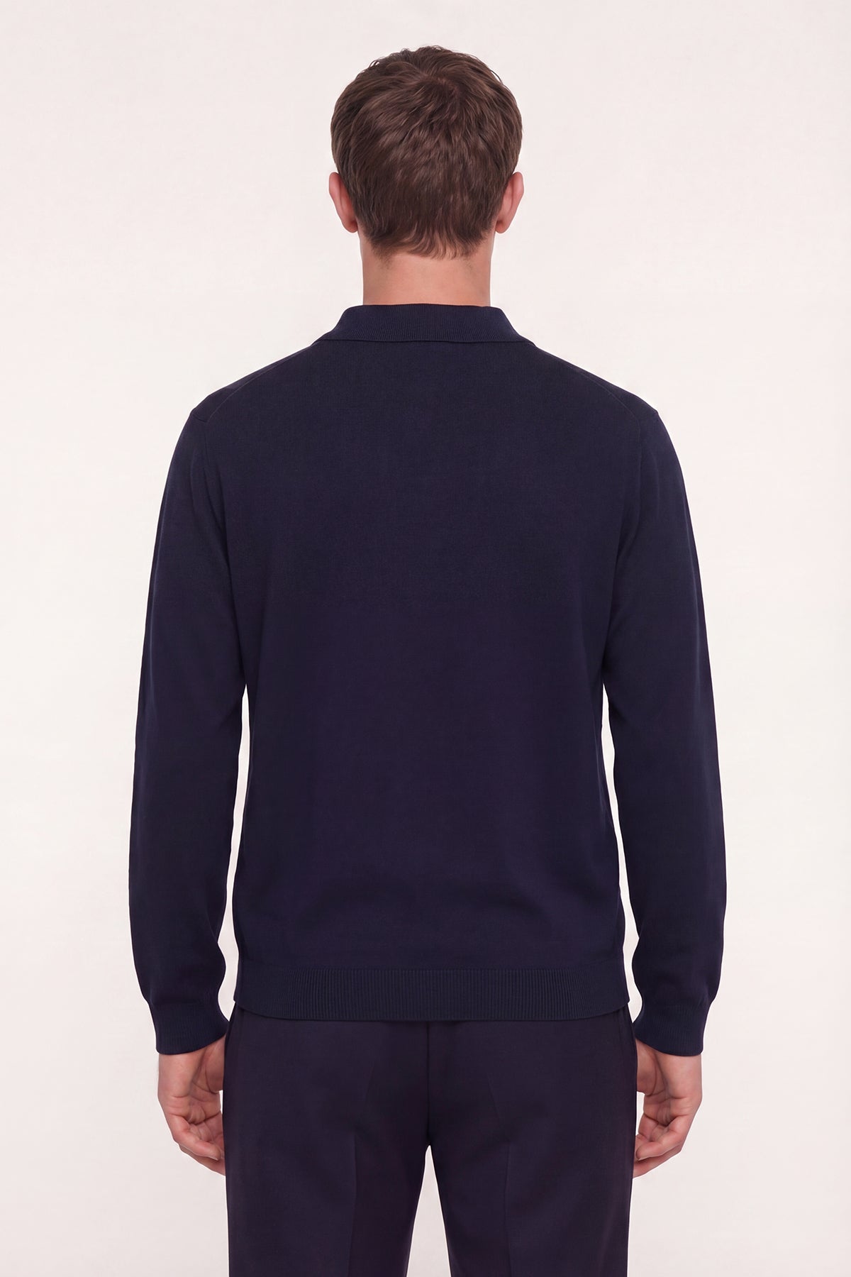 Lacivert Regular Fit Pamuklu Polo Yaka Triko Kazak
