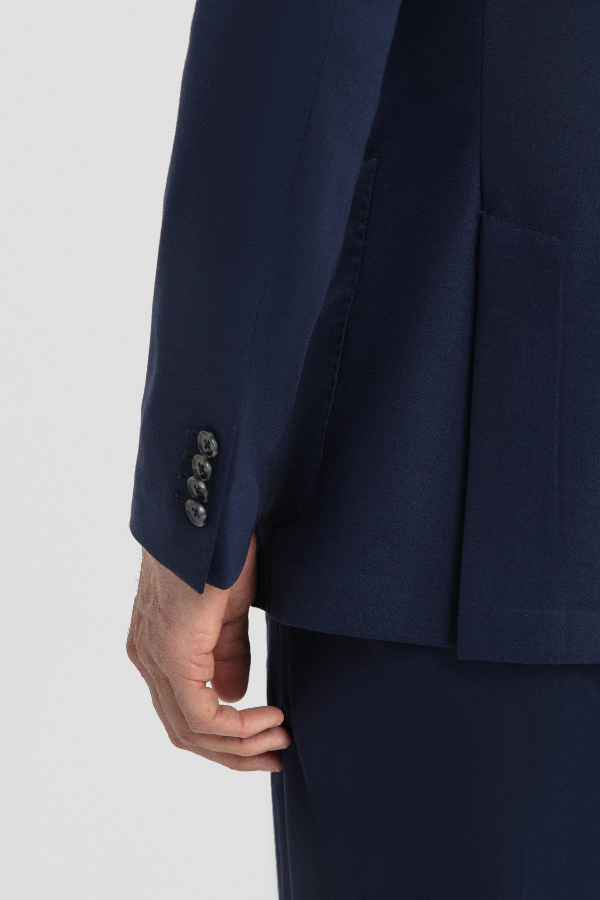 Lacivert Slim Fit 6 Drop Mono Yaka Modal Kumaş Lastikli Bel Astarsız Takım Elbise