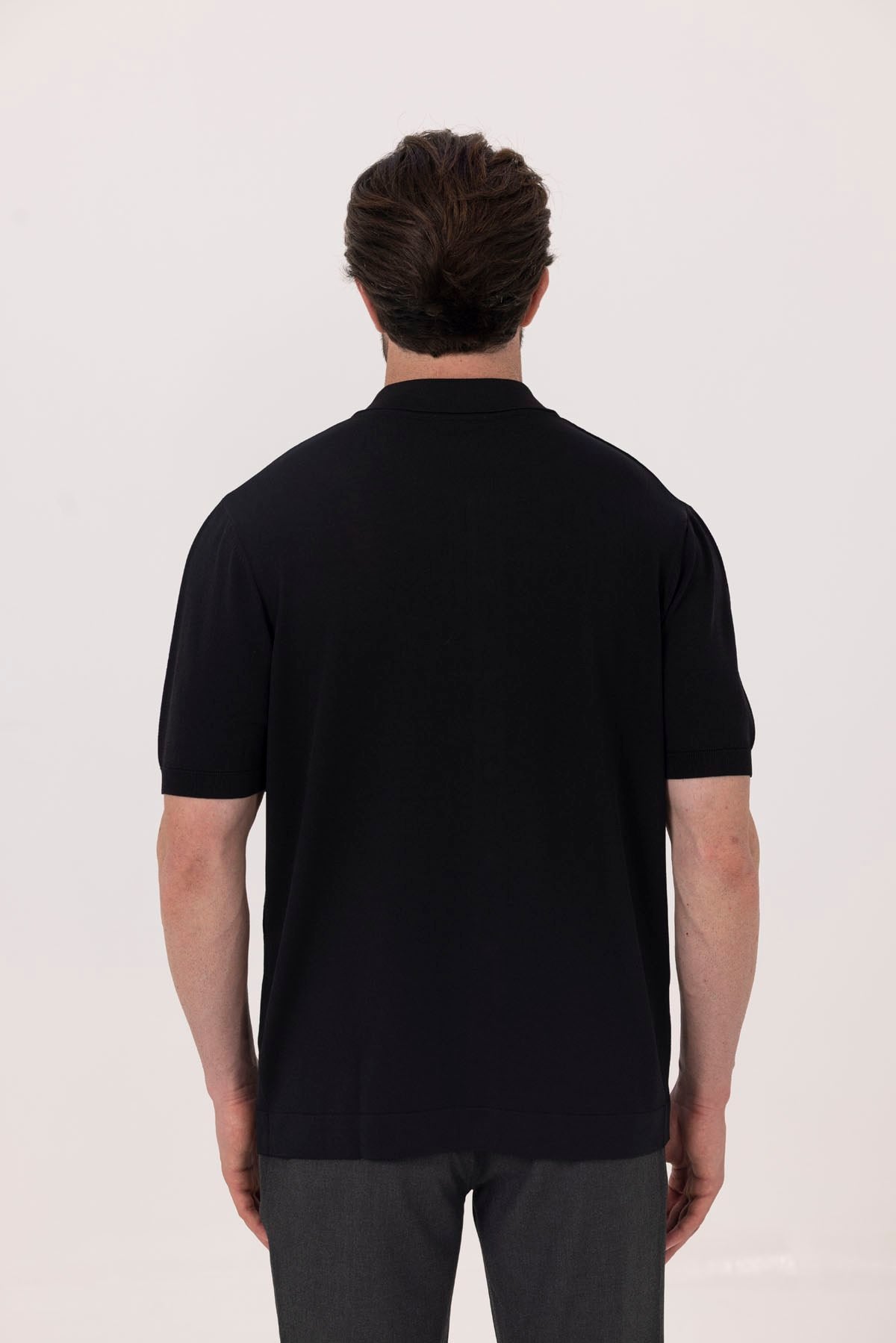 Siyah %100 Pamuk Bisiklet Yaka Düz Renk Basic T-Shirt