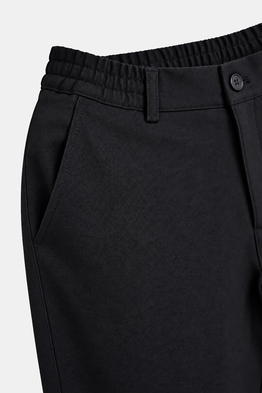 Siyah Fit Standart Kesim Beli Yarım Lastikli Jogger Pantolon