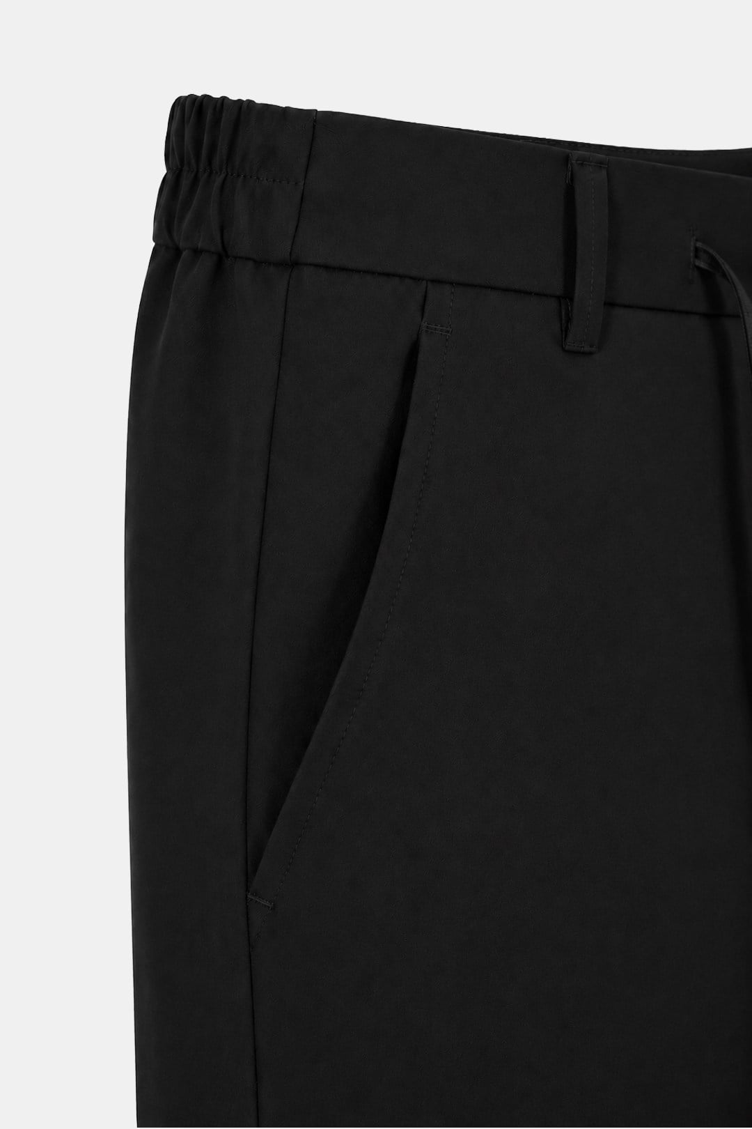 Siyah Slim Fit Bel Bağcıklı Paraşüt Pantolon