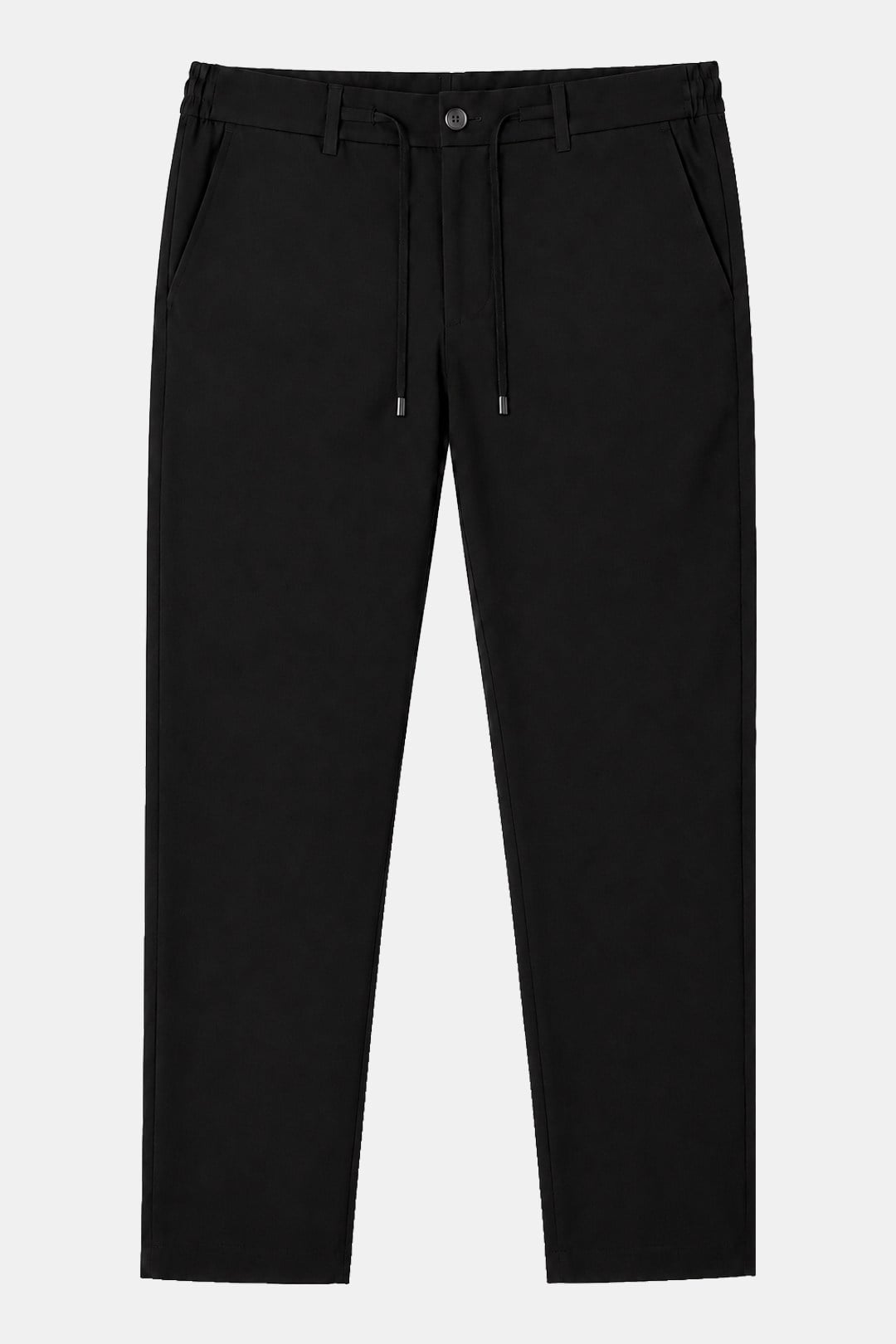 Siyah Slim Fit Bel Bağcıklı Paraşüt Pantolon
