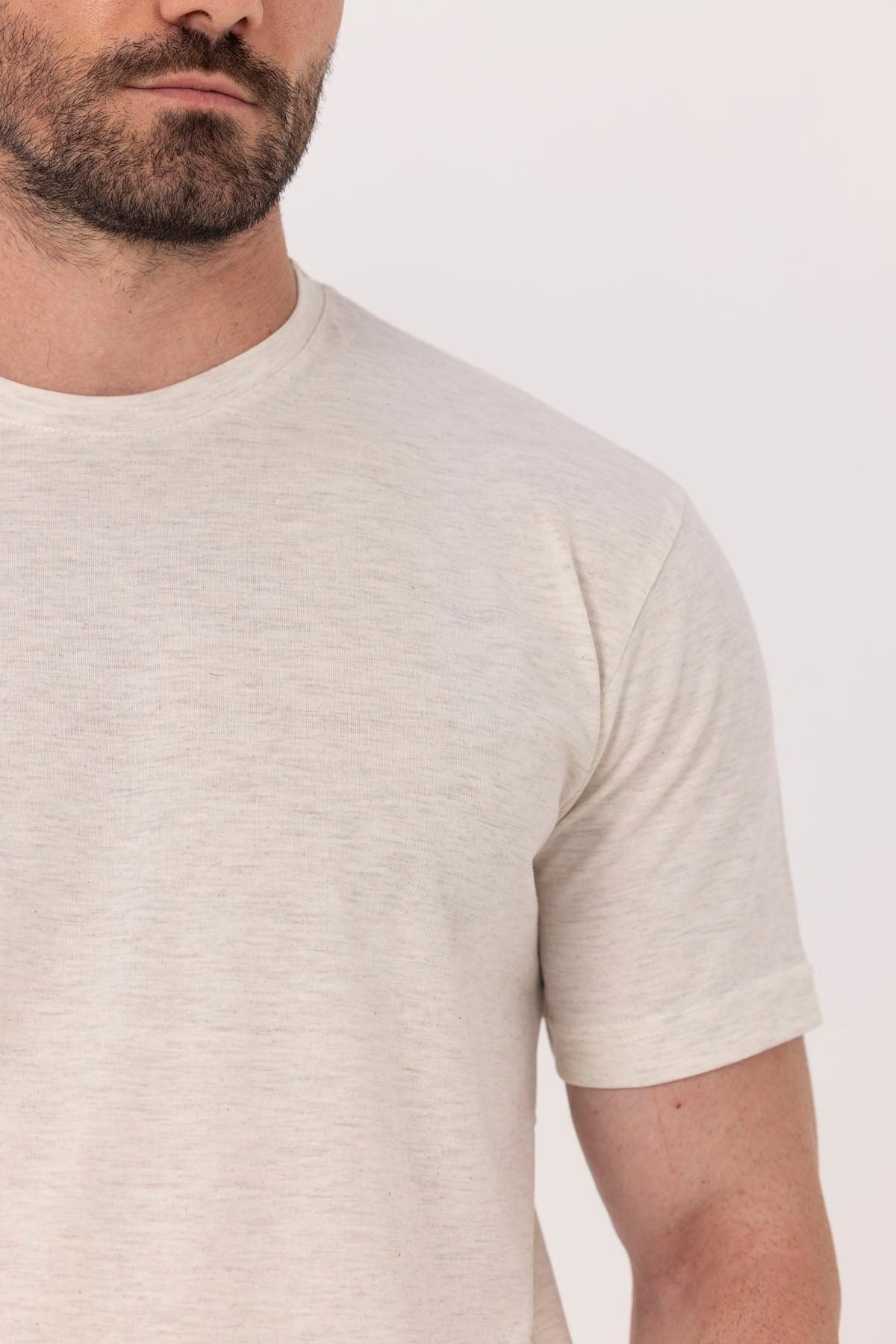 Sütlü Kahve %100 Pamuk Bisiklet Yaka Düz Renk Basic T-Shirt