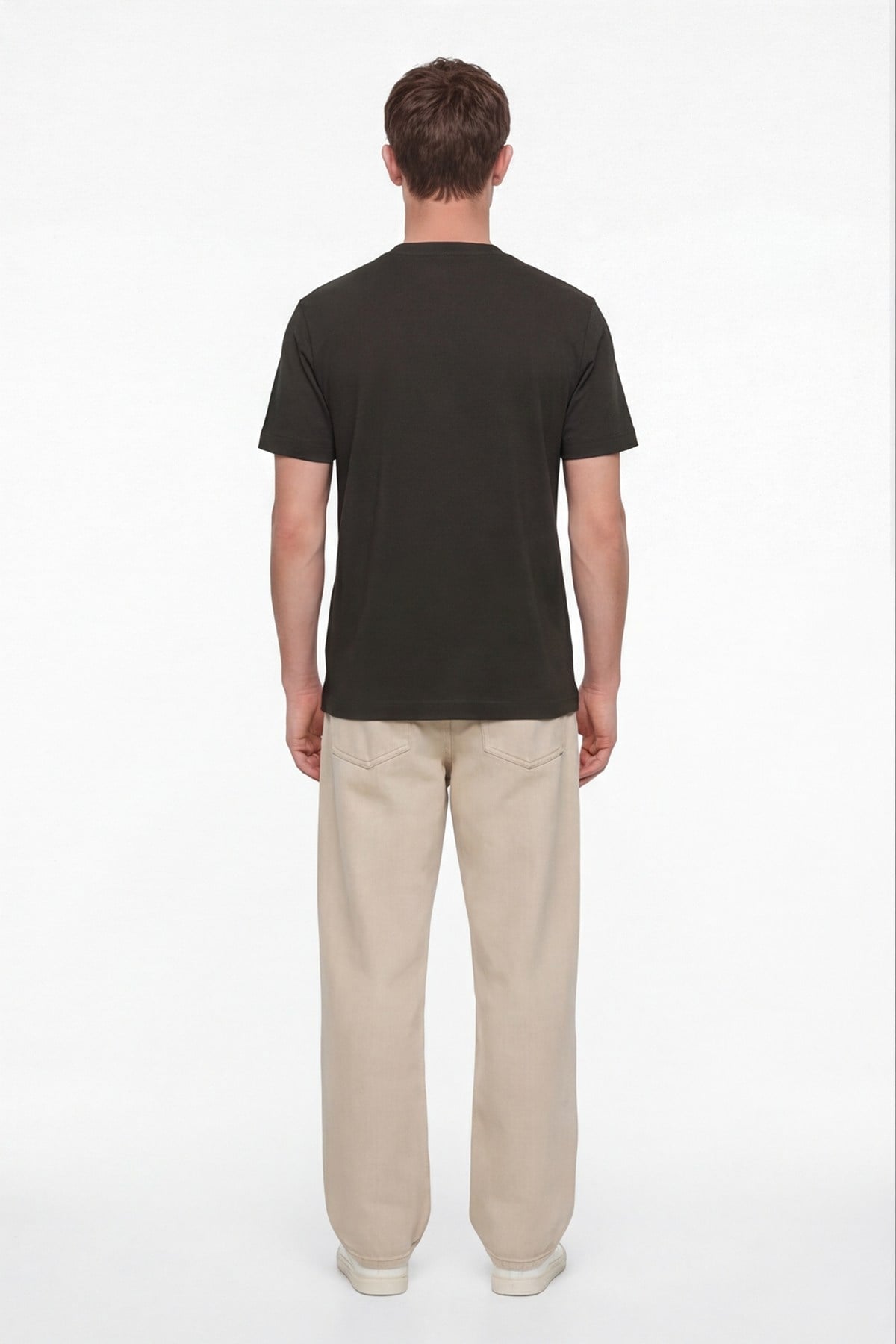 Erkek Nefti Normal Kesim Regular Fit %100 Pamuk Dokuma Bisiklet Yaka Basic T-Shirt
