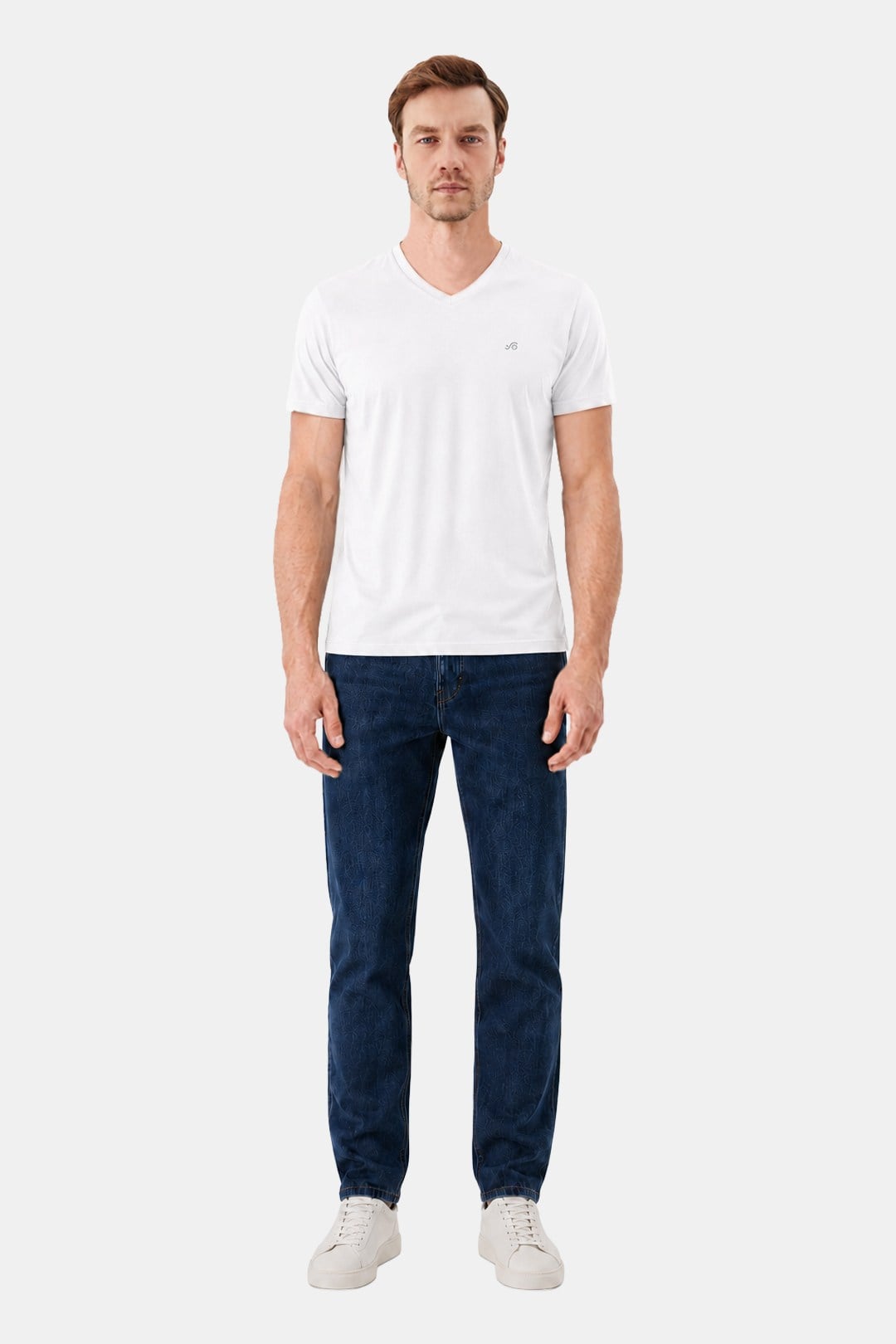 T-Shirt V Yaka Beyaz
