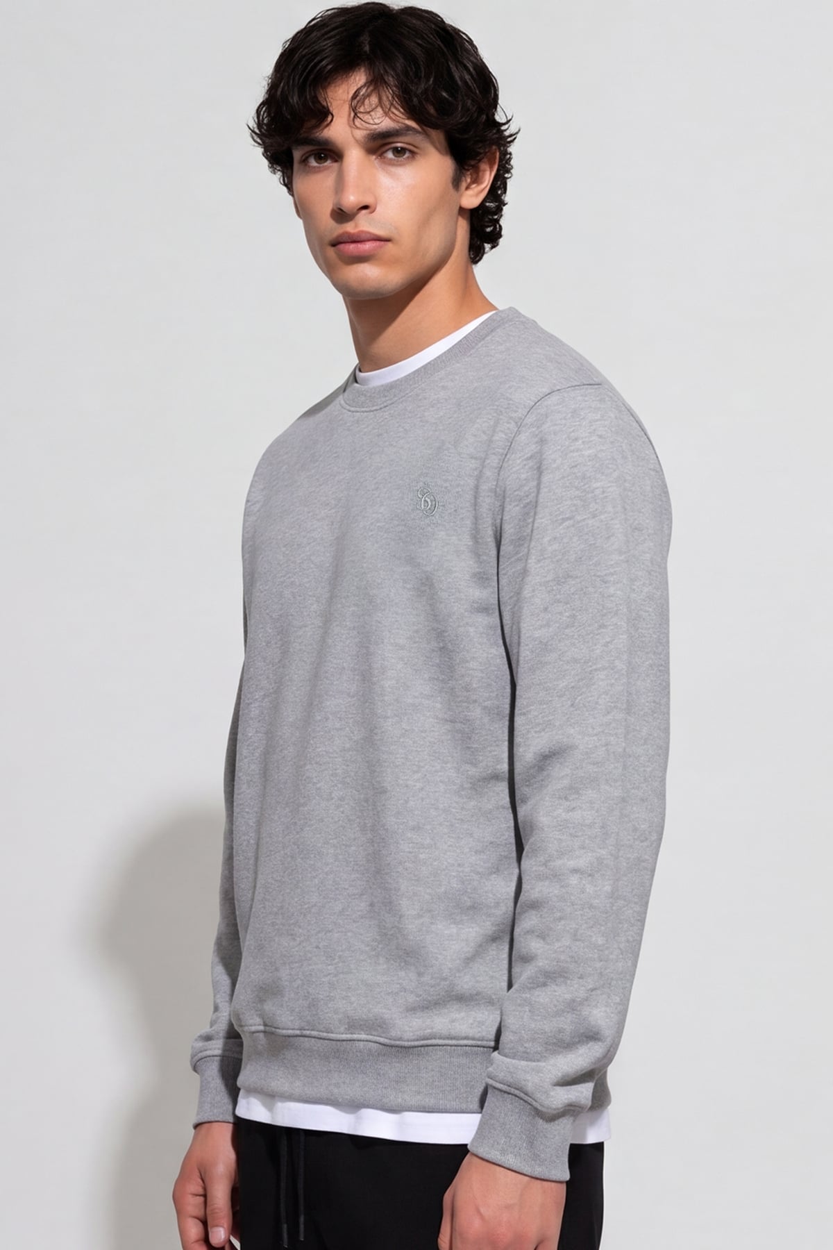 Unisex Gri Normal Kesim Regular Fit %100 Pamuk Bisiklet Yaka Sweatshirt