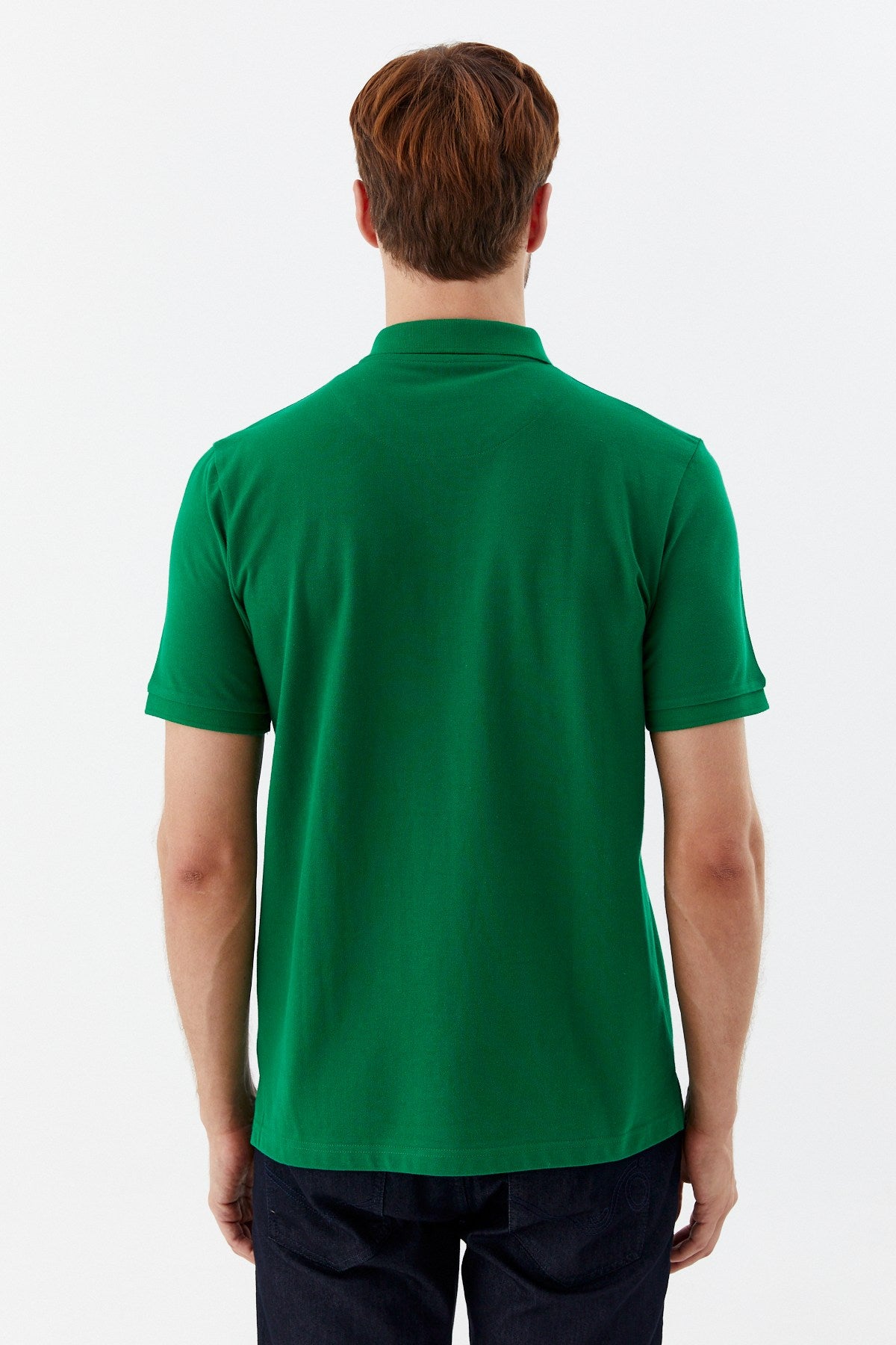 Yeşil %100 Pamuk Regular Fit Klasik Polo Yaka T-Shirt